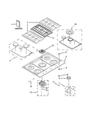 Cooktop, burner and grate parts