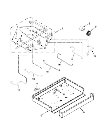Burner box, gas valves and switch parts