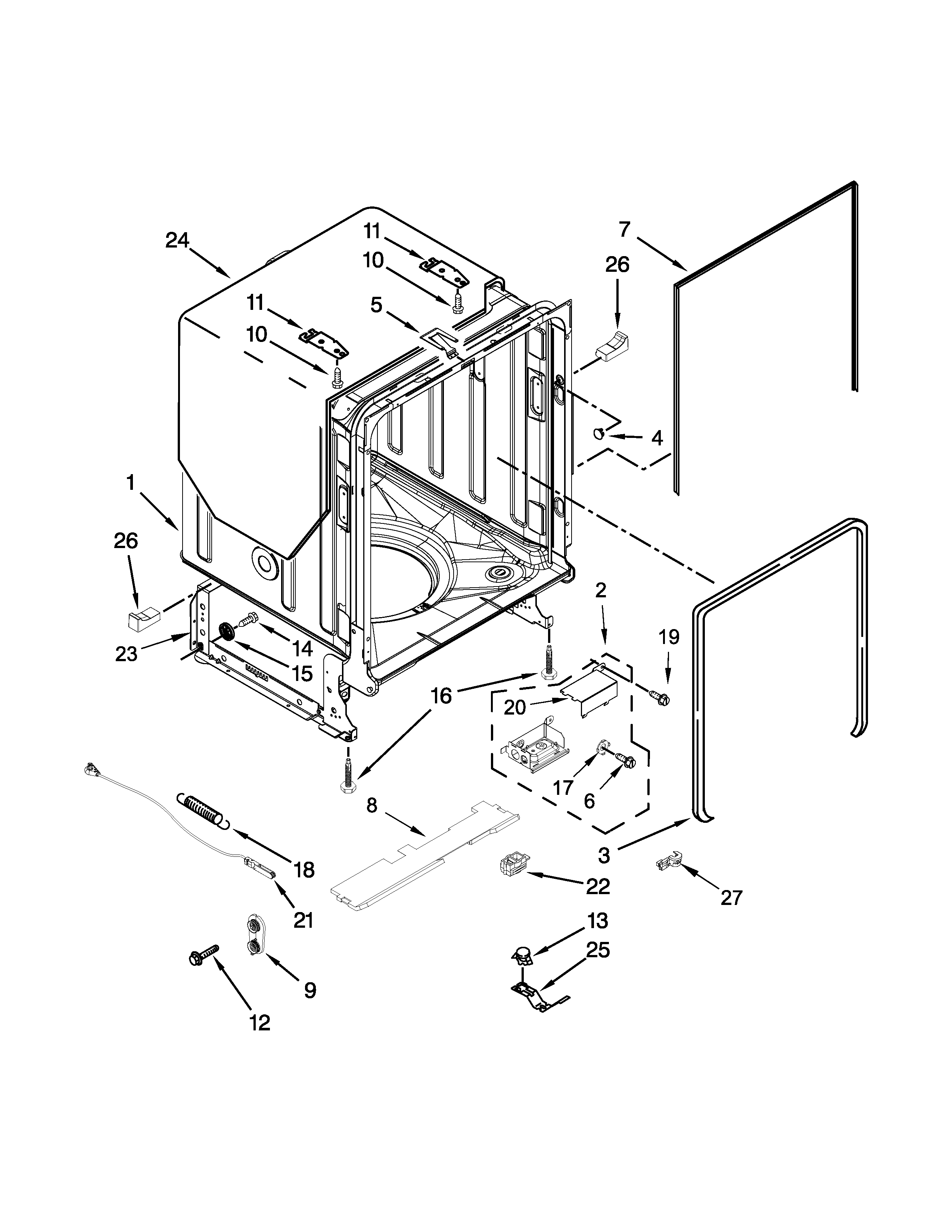 TUB AND FRAME PARTS