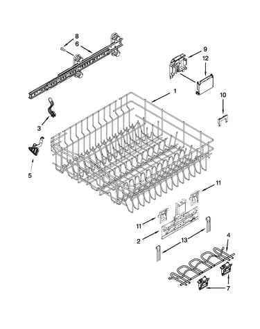 Upper rack and track parts