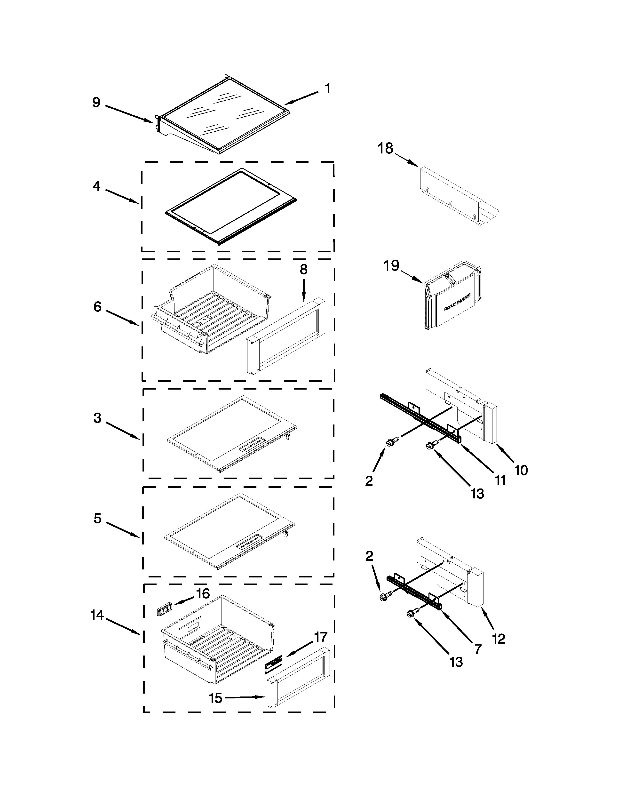 Refrigerator shelf parts