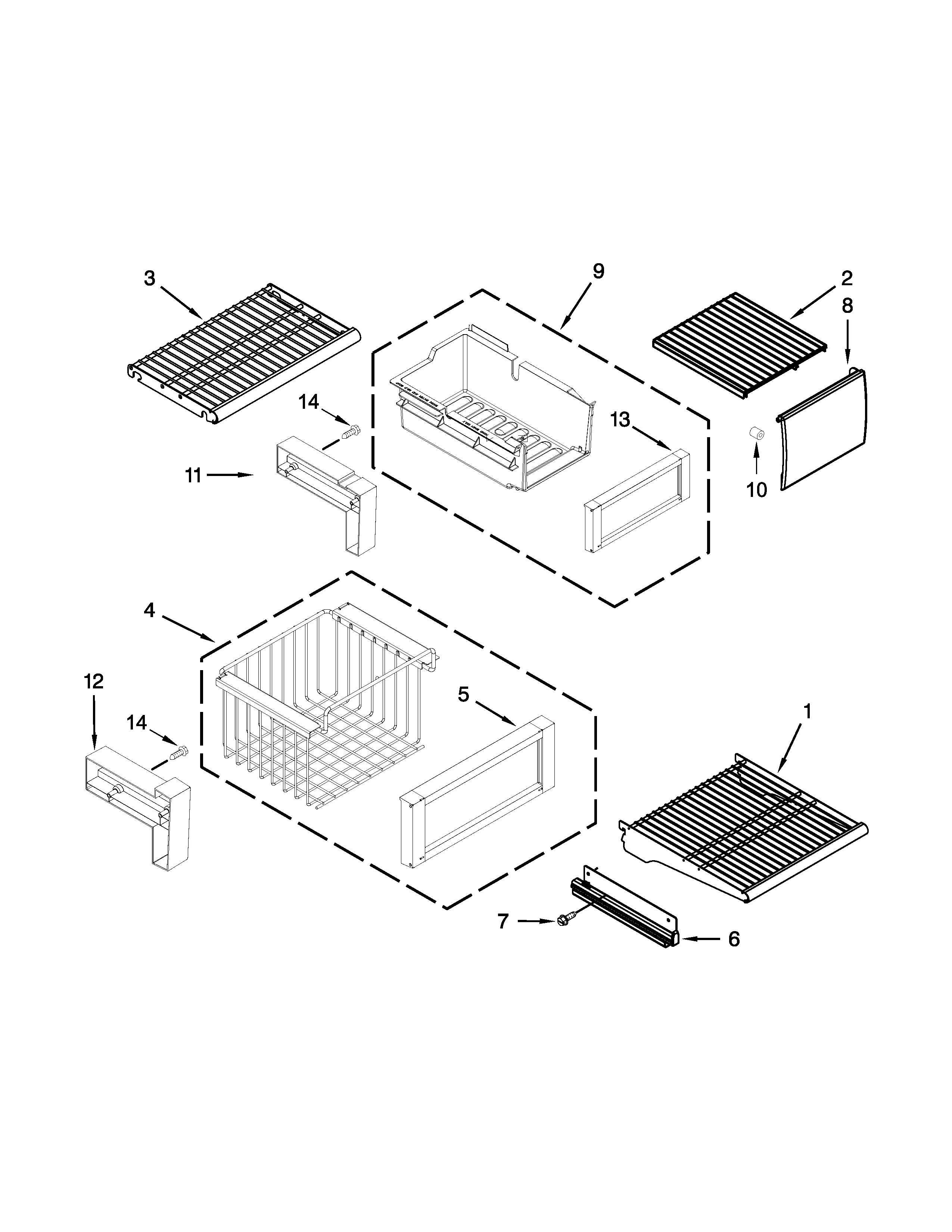 Freezer shelf parts