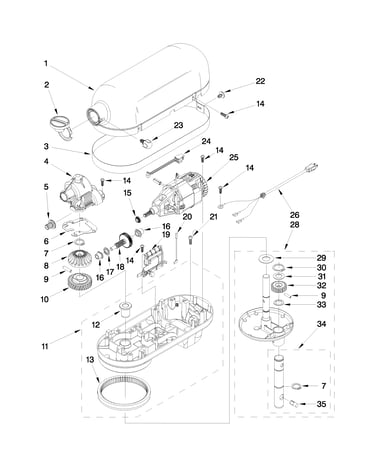 Case, gearing and planetary parts