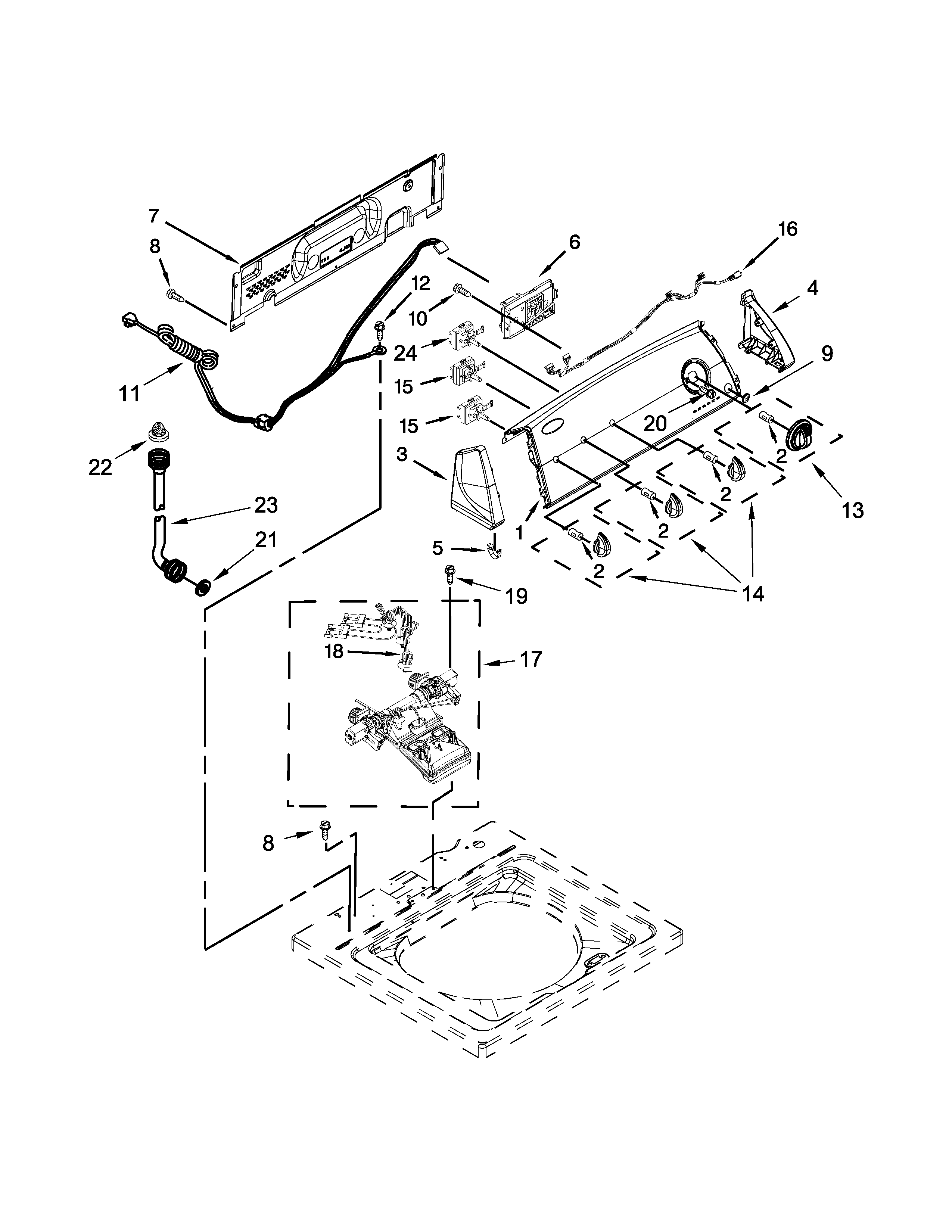 Controls and water inlet parts