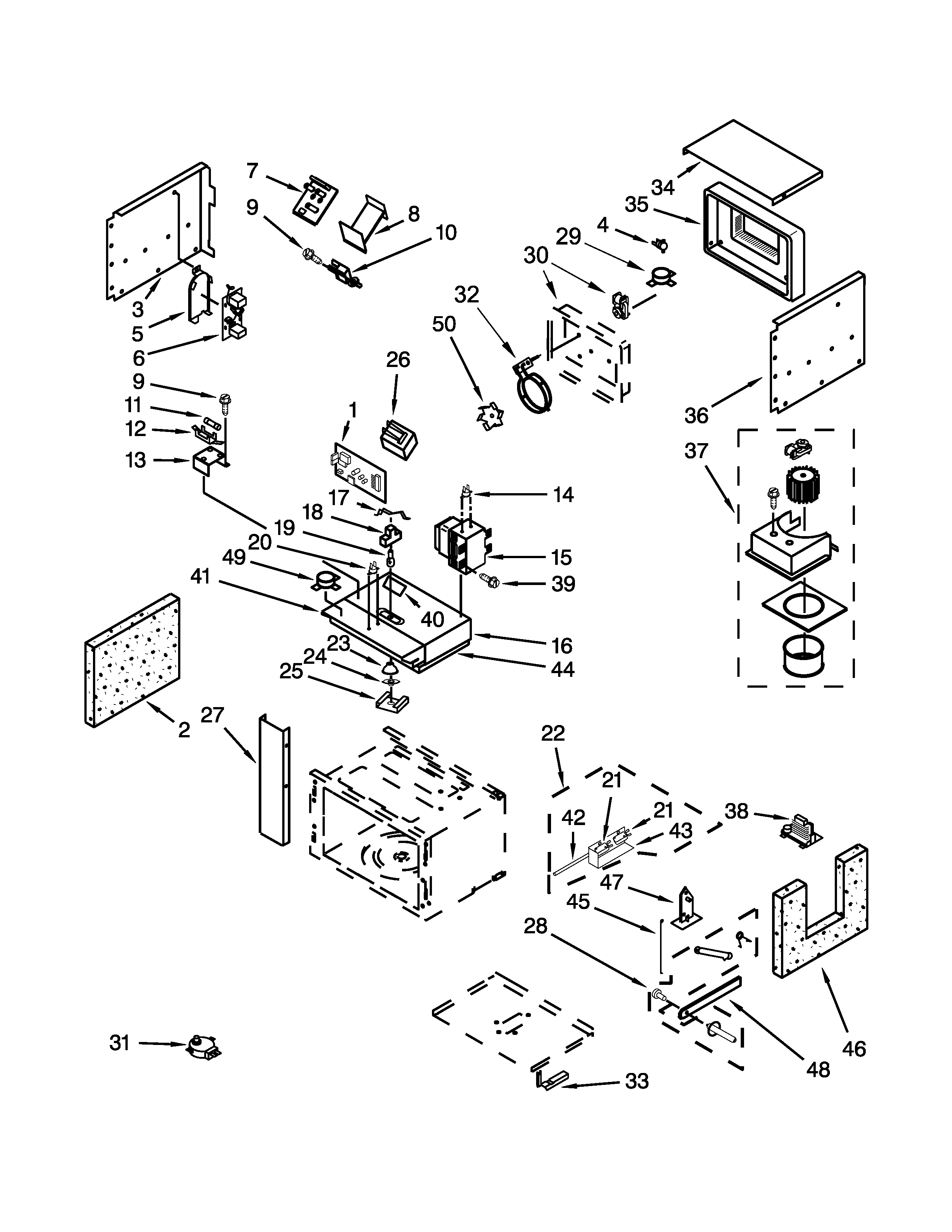 Cabinet and stirrer parts