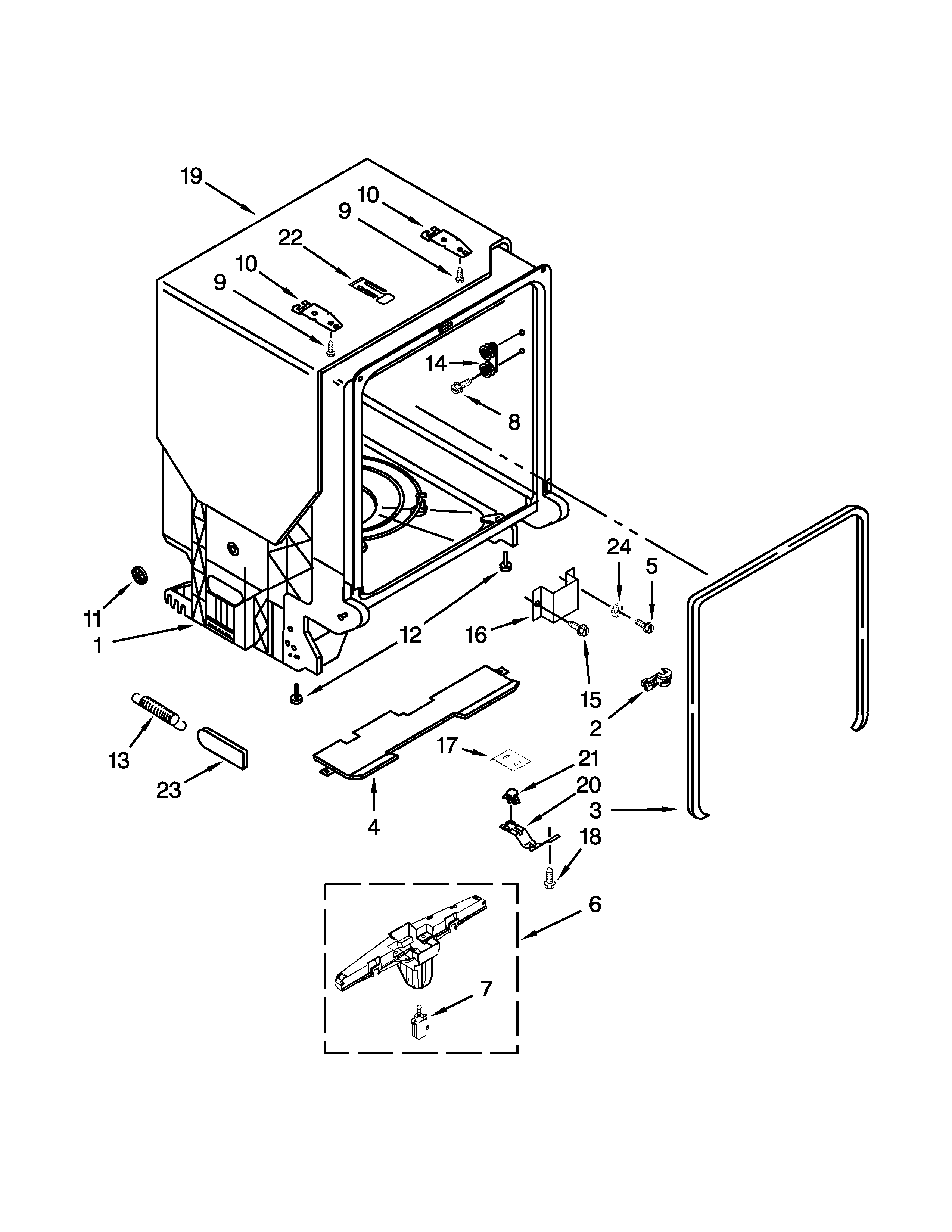 TUB AND FRAME PARTS