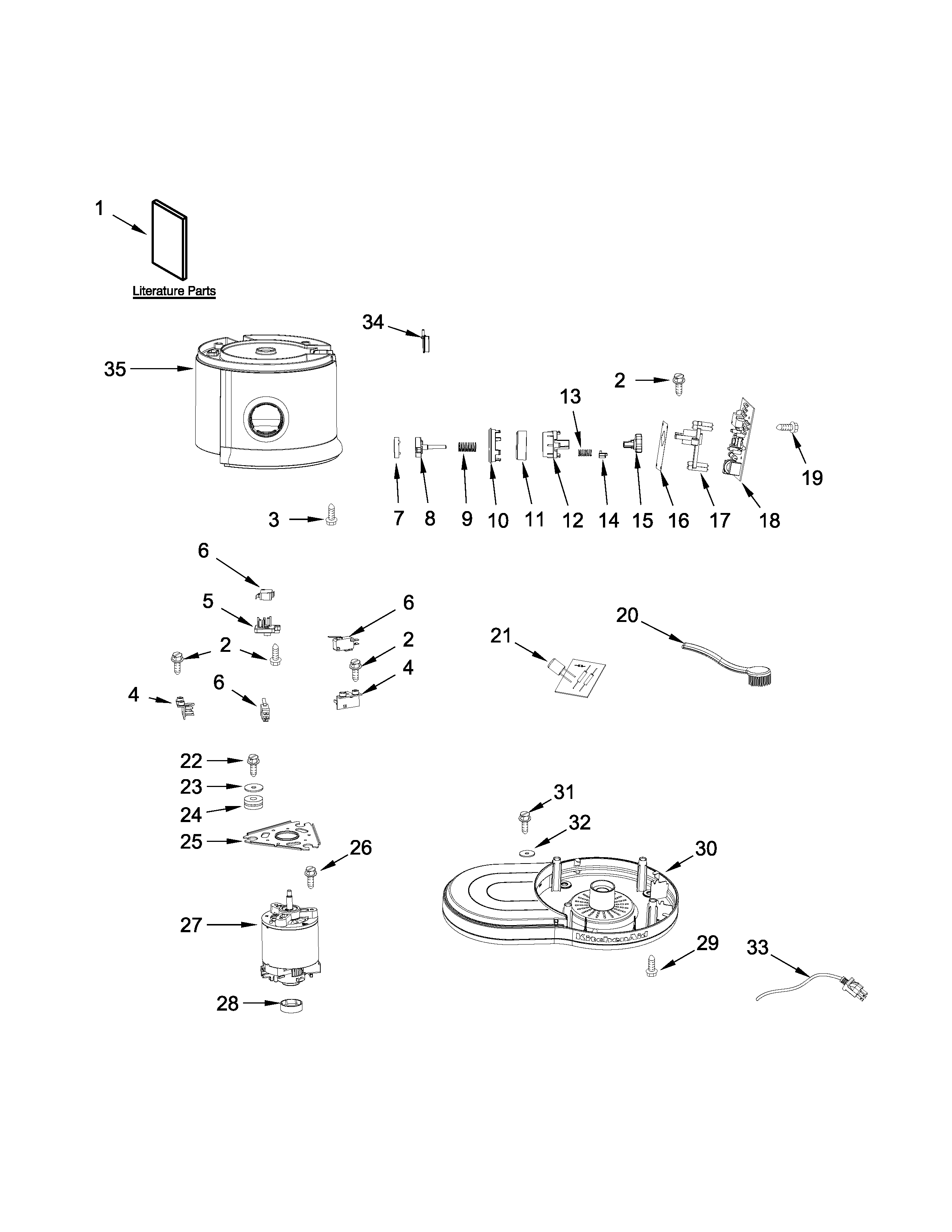 Motor and main assembly parts
