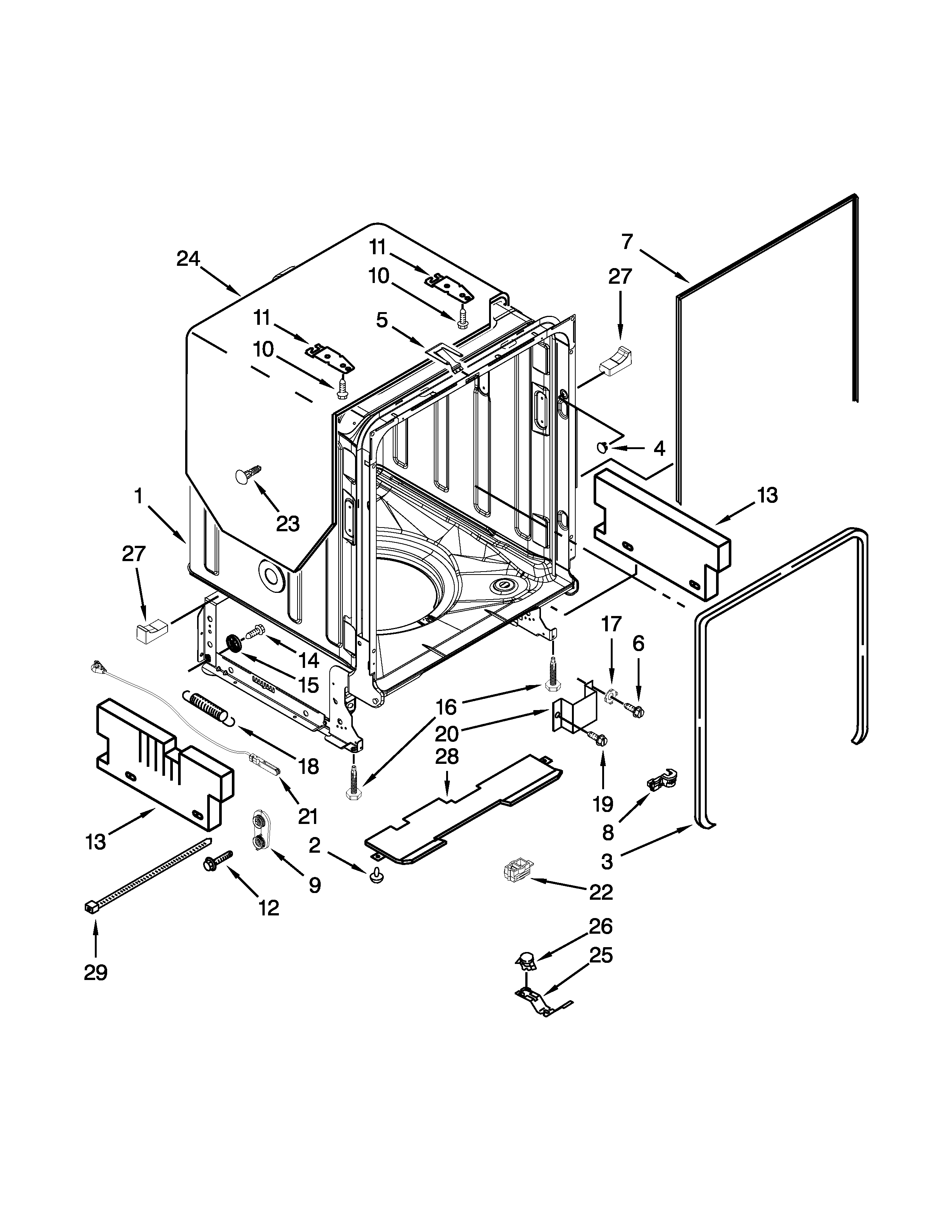 Tub and frame parts