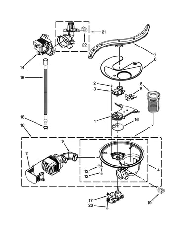 Pump, washarm and motor parts