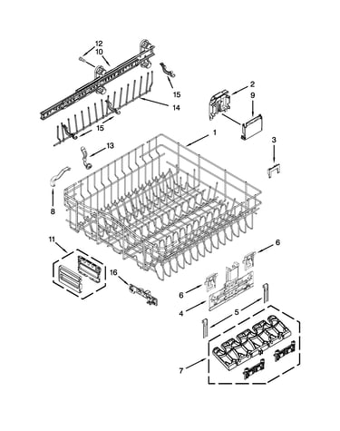 Upper rack and track parts