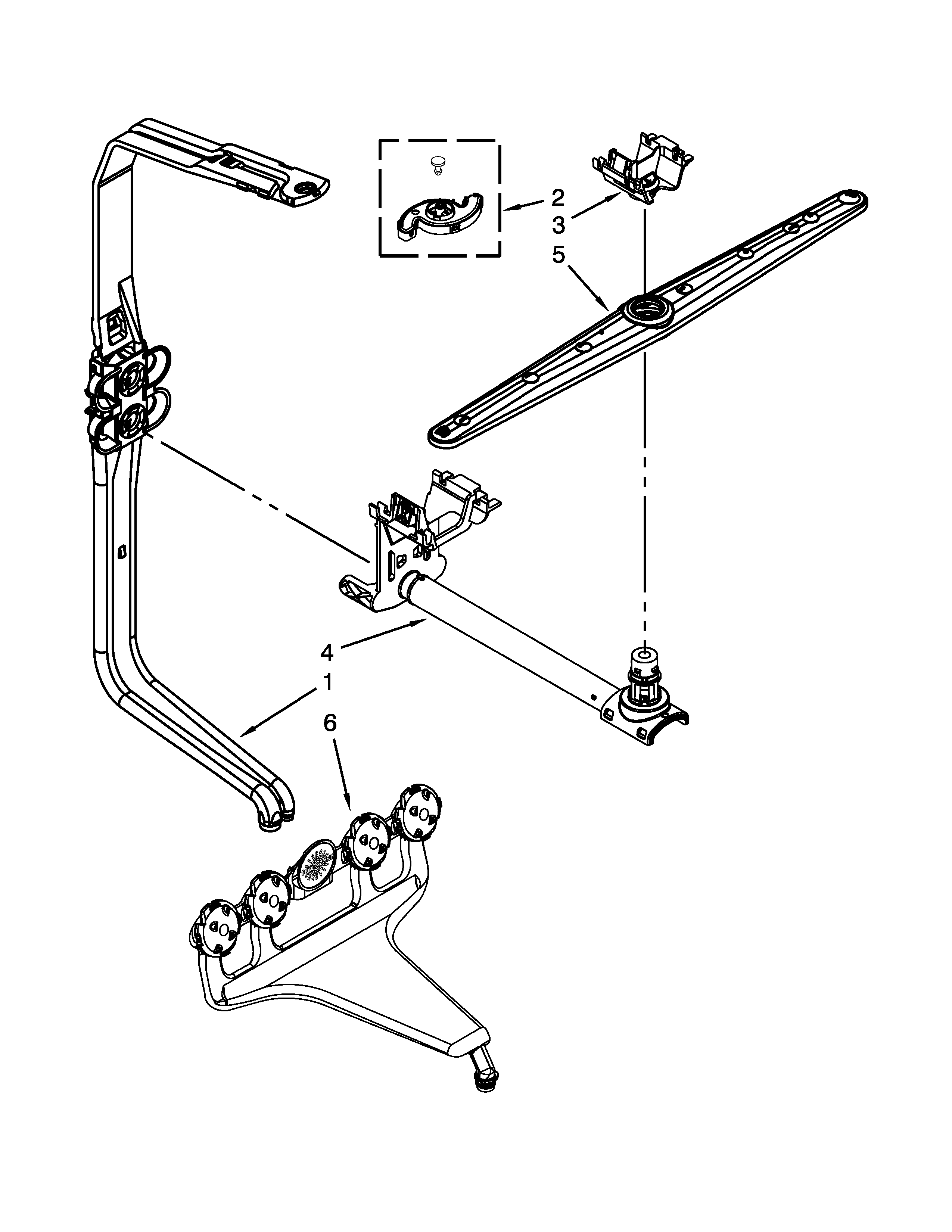 Upper wash and rinse parts