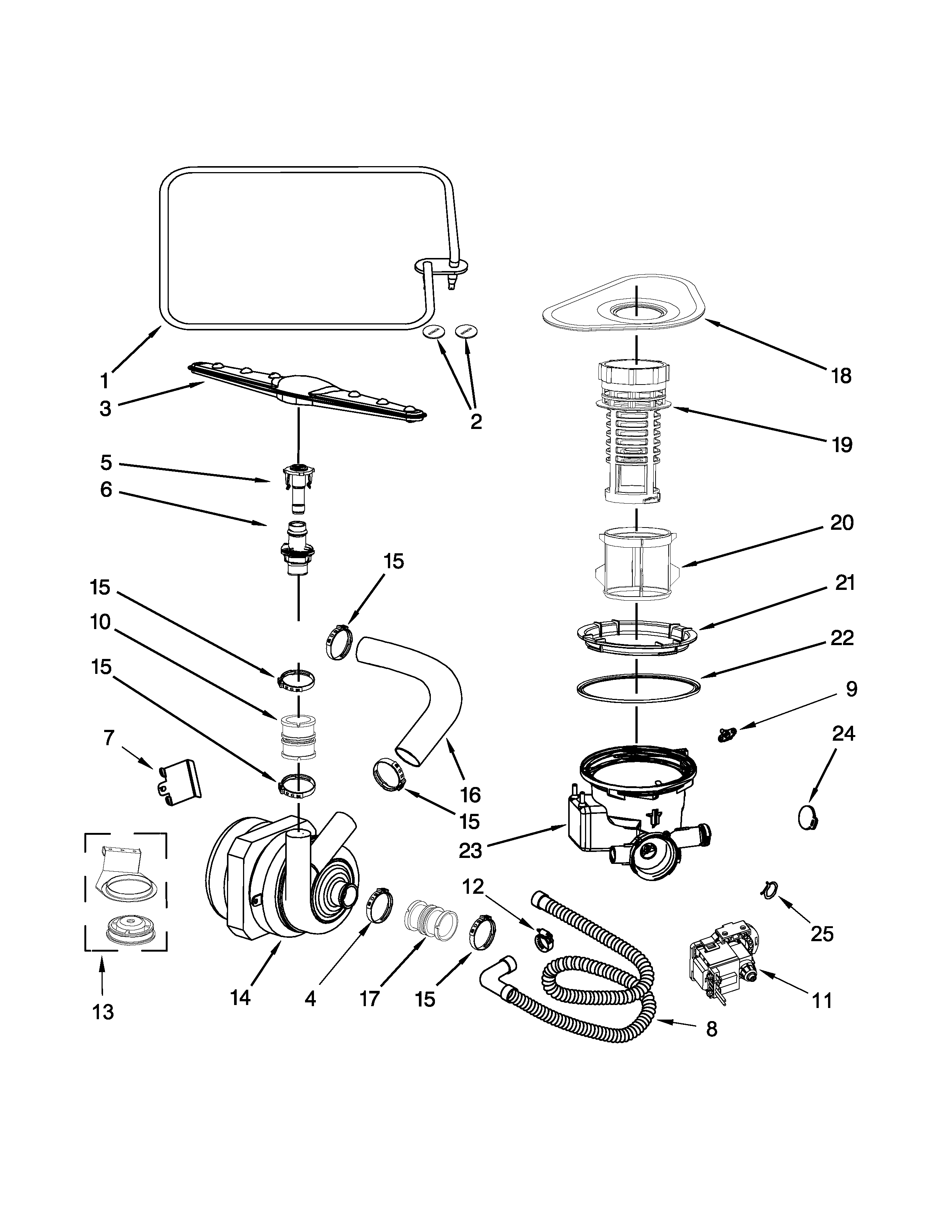 Pump and sprayarm parts
