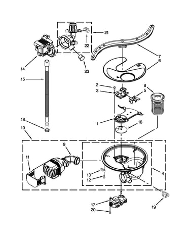 Pump, washarm and motor parts