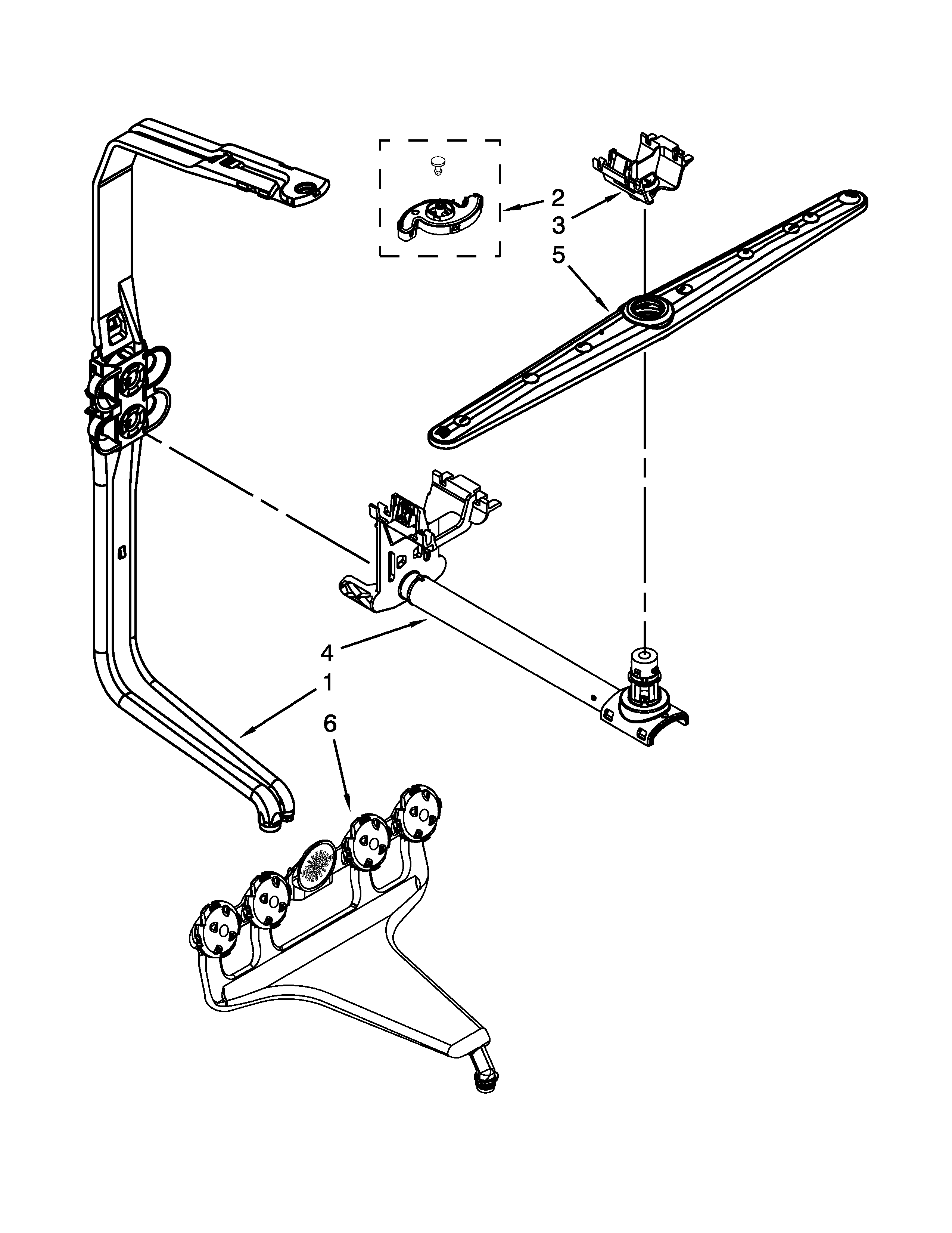Upper wash and rinse parts
