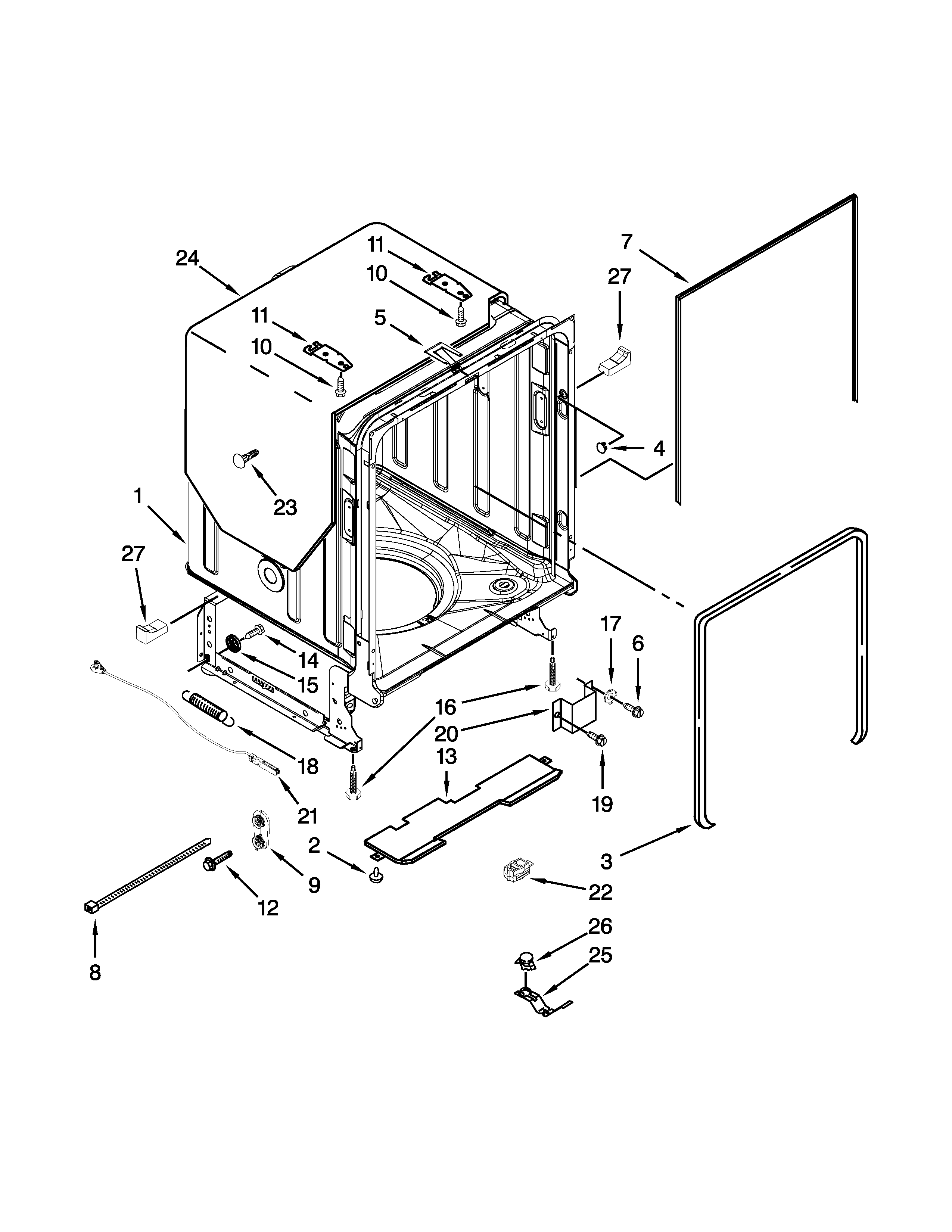 Tub and frame parts