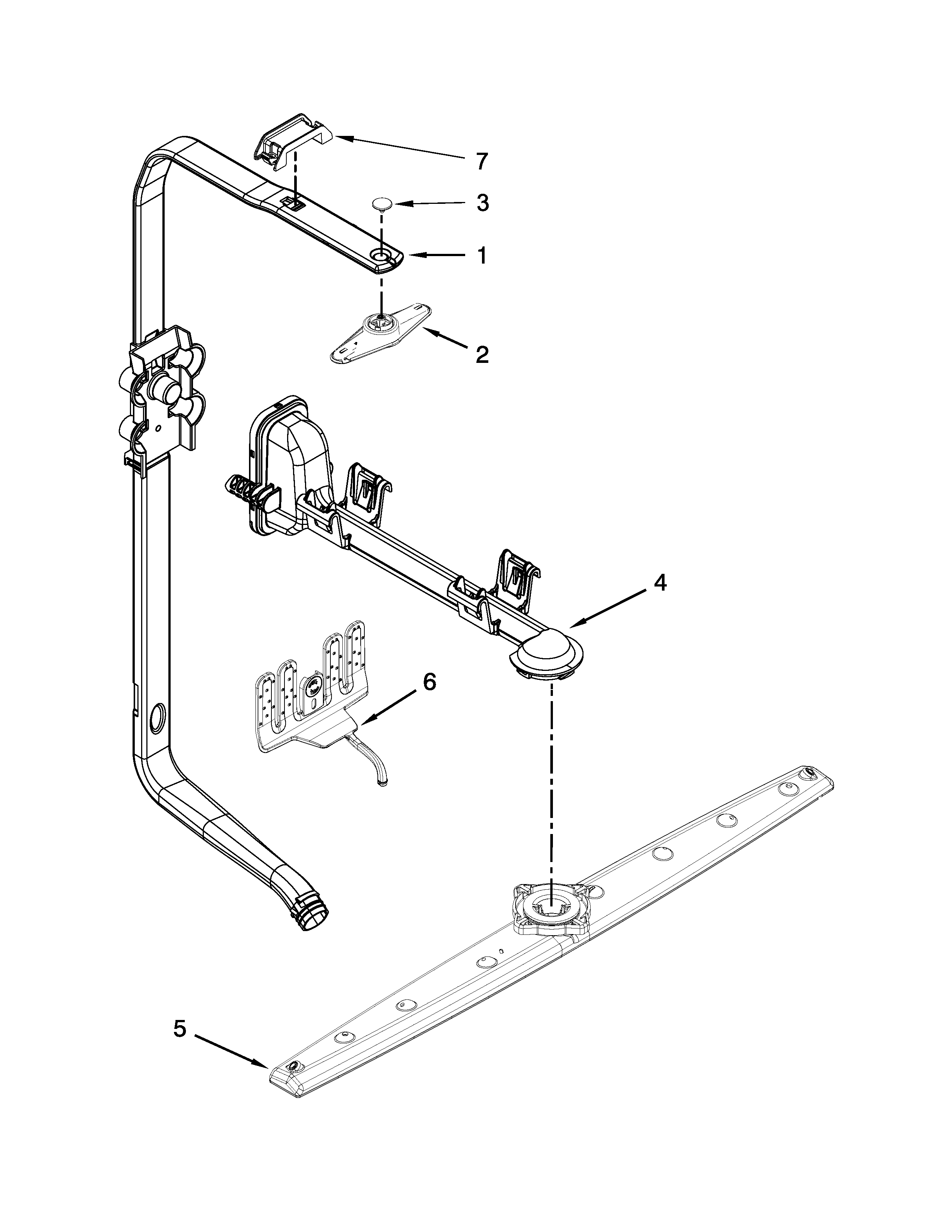 Upper wash and rinse parts