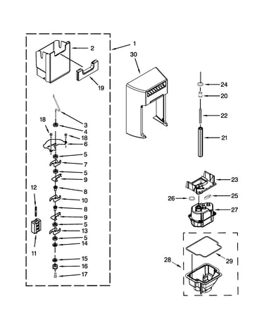 Motor and ice container parts
