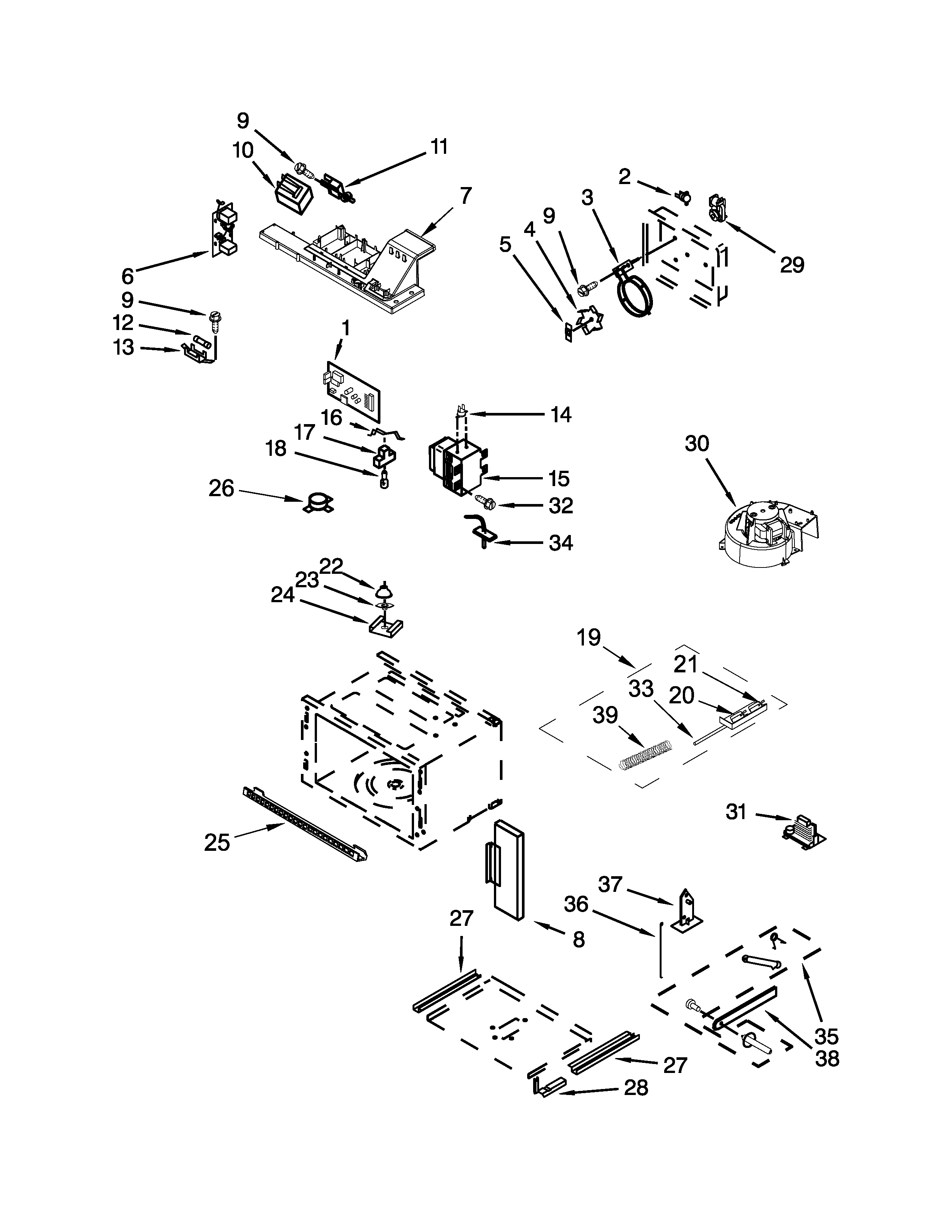 Cabinet and stirrer parts