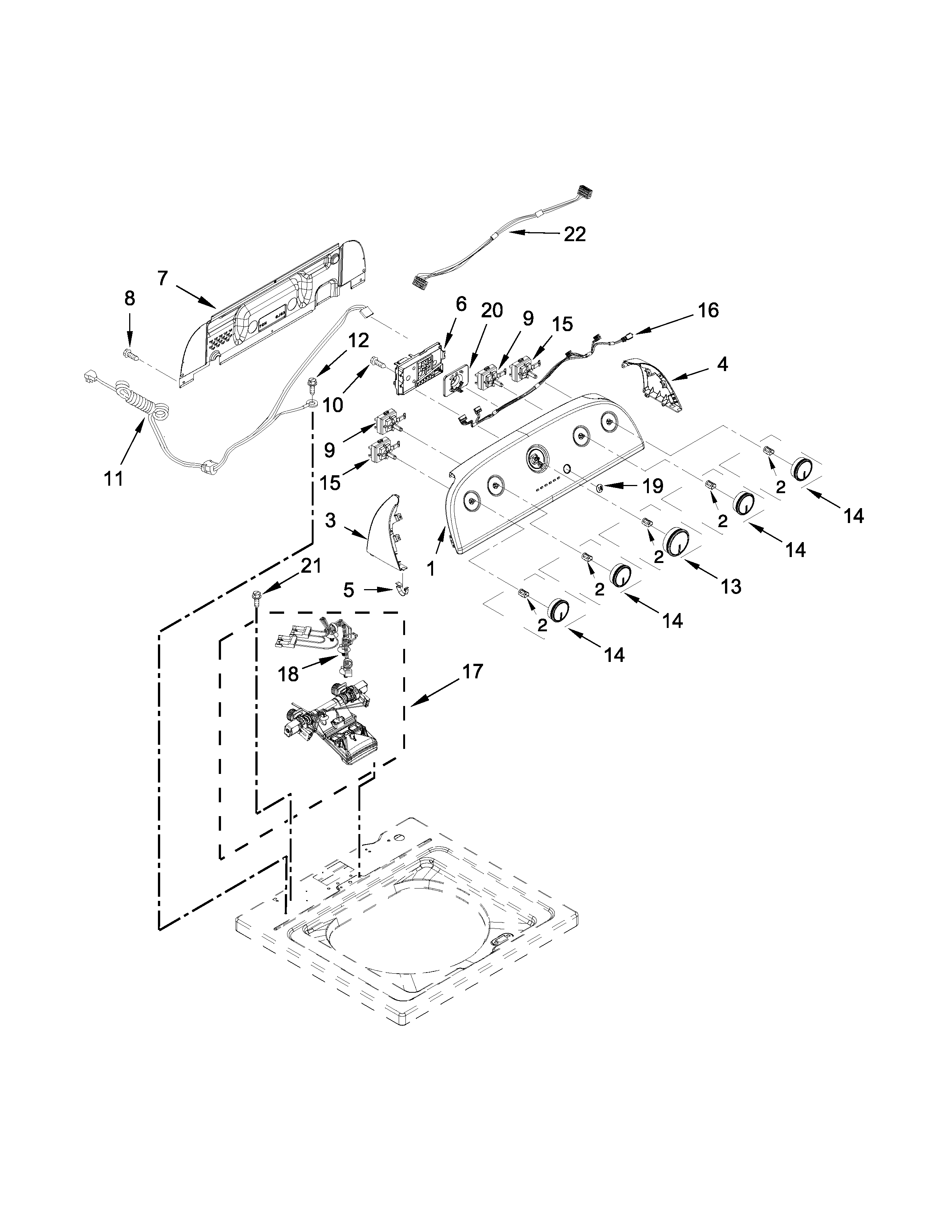 Controls and water inlet parts