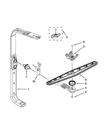 Upper wash and rinse parts