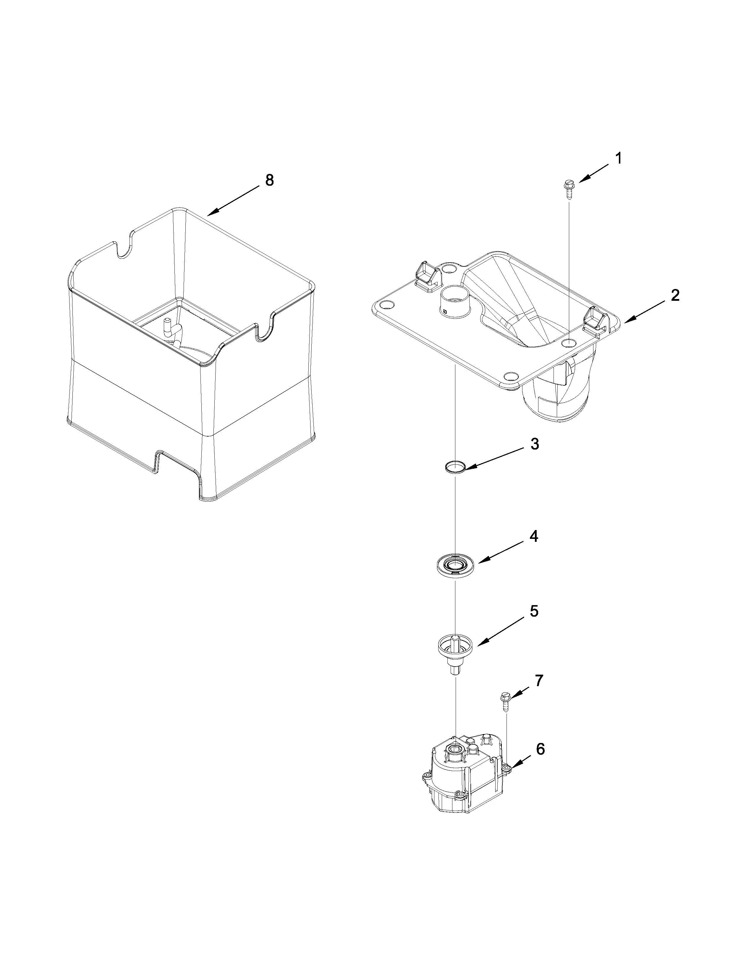 Motor and ice container parts