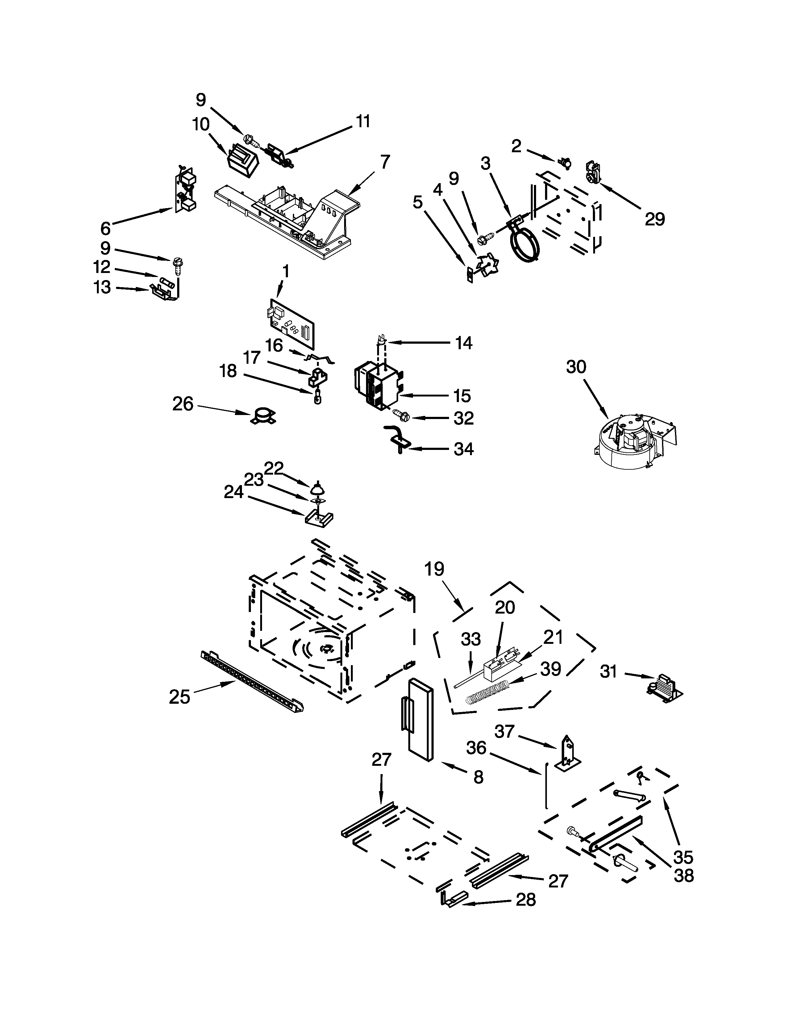 Cabinet and stirrer parts