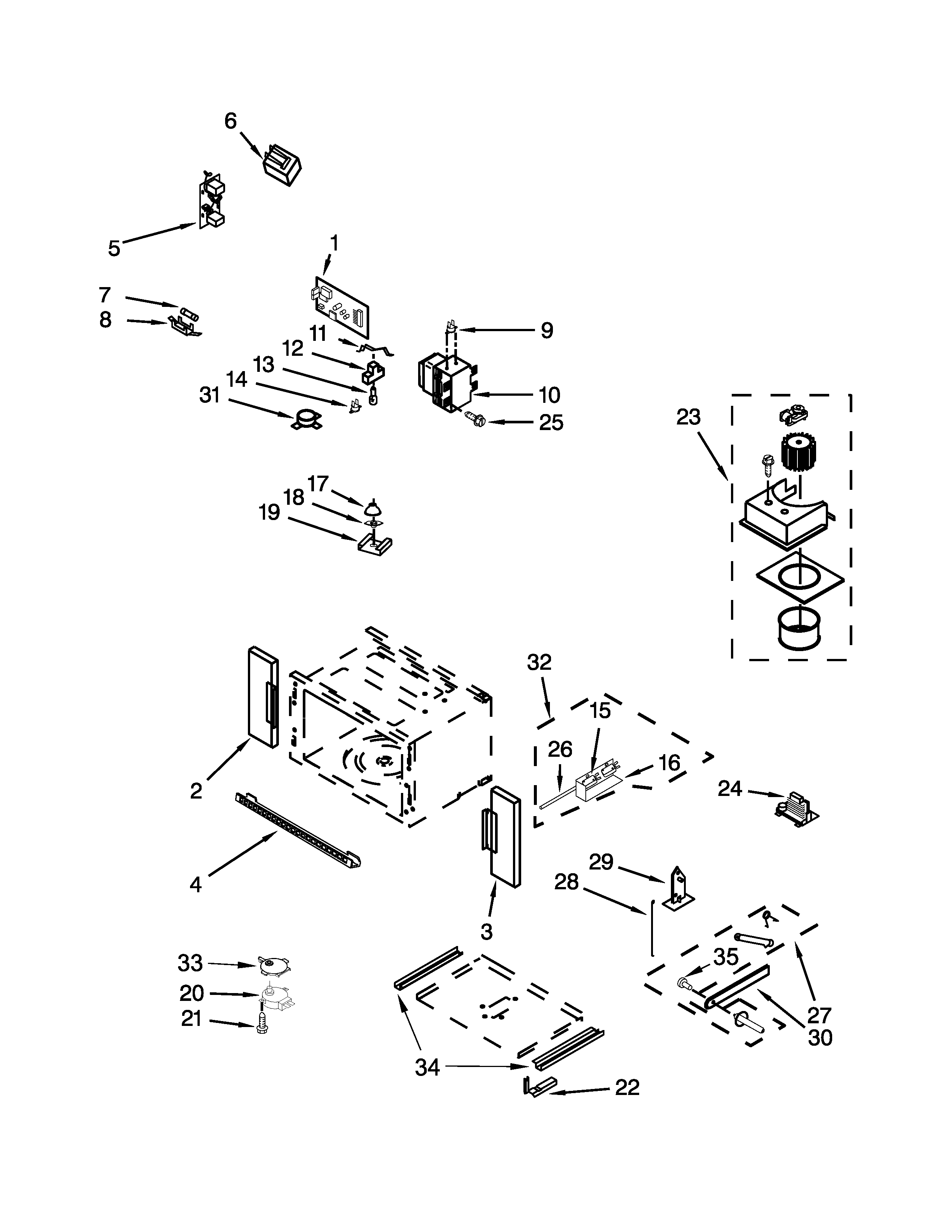 Cabinet and stirrer parts