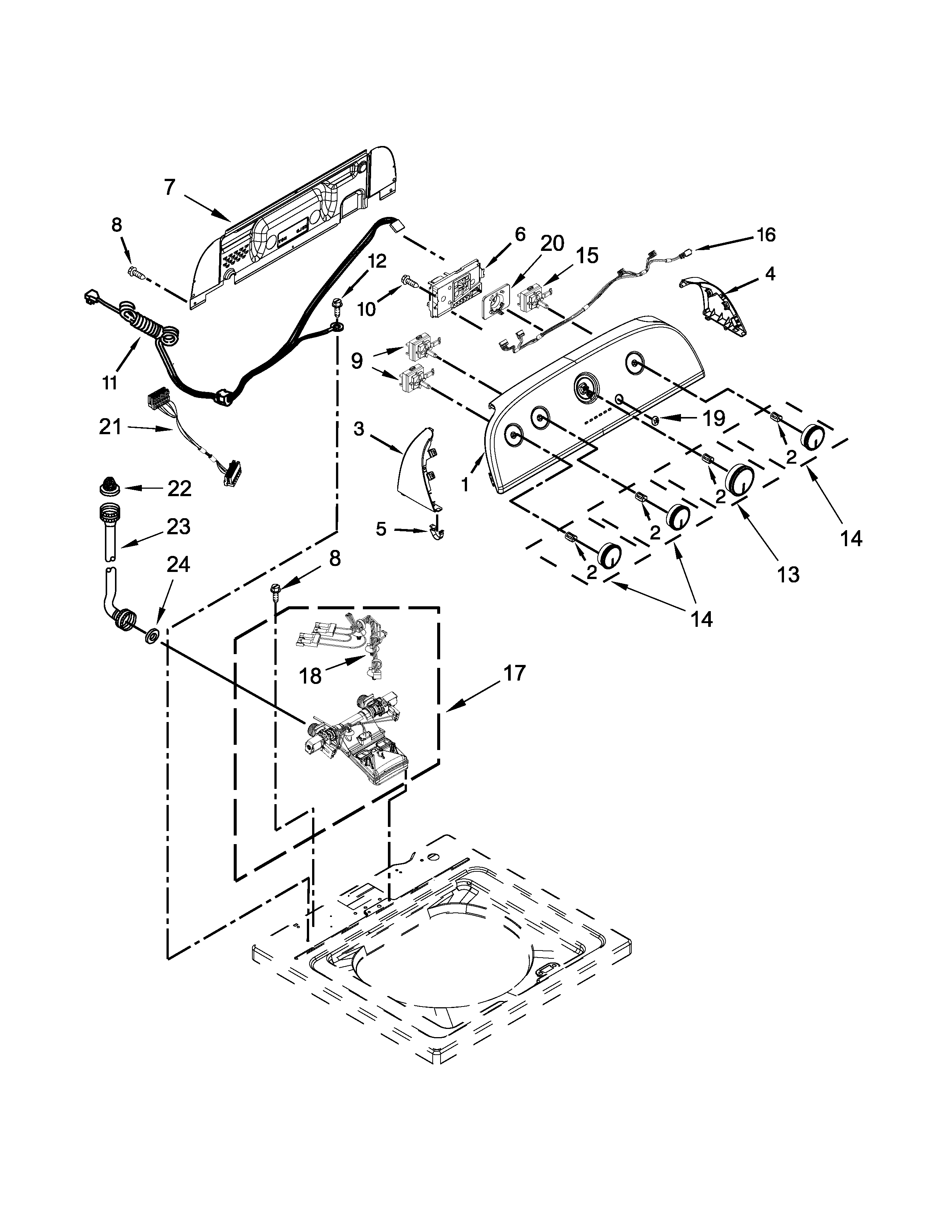 Controls and water inlet parts