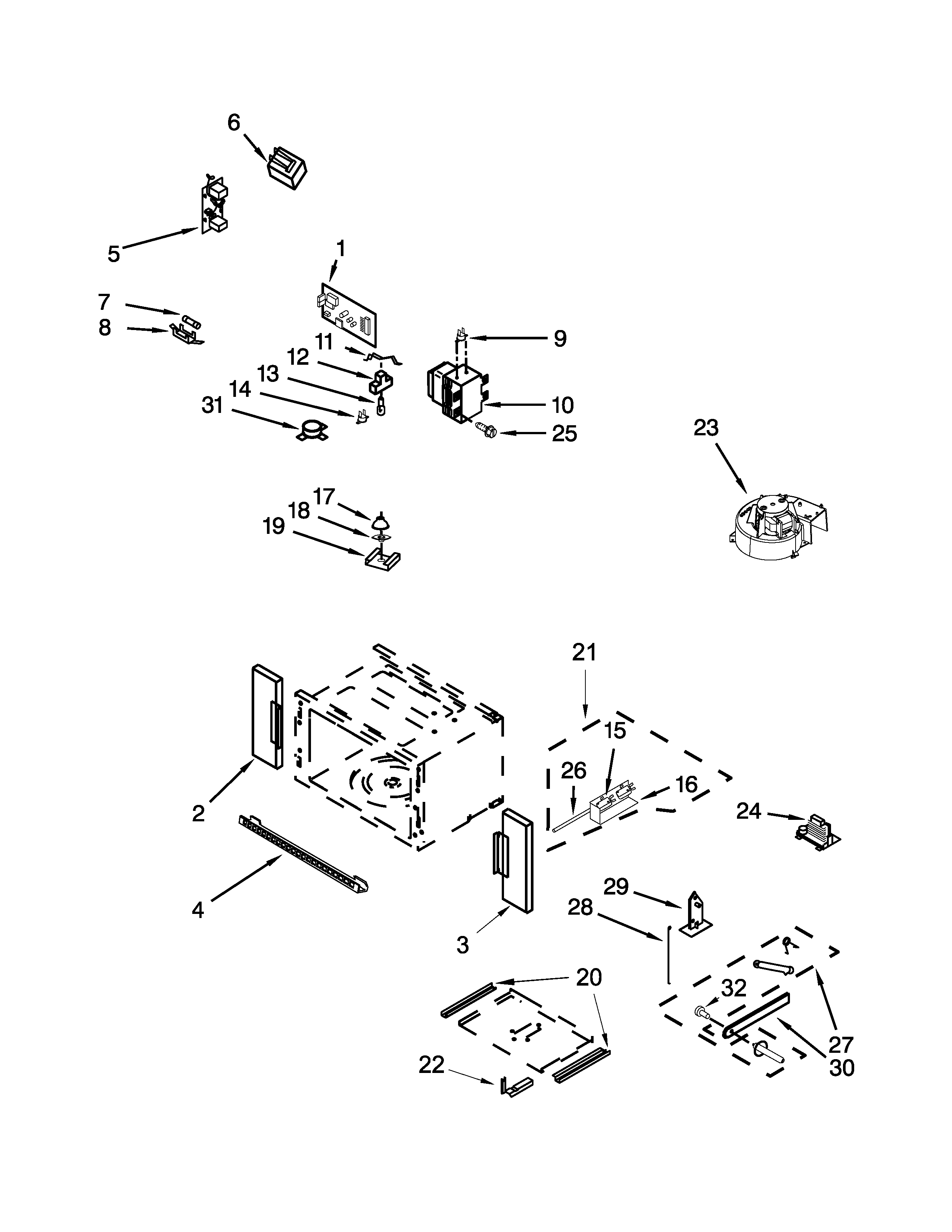 Cabinet and stirrer parts