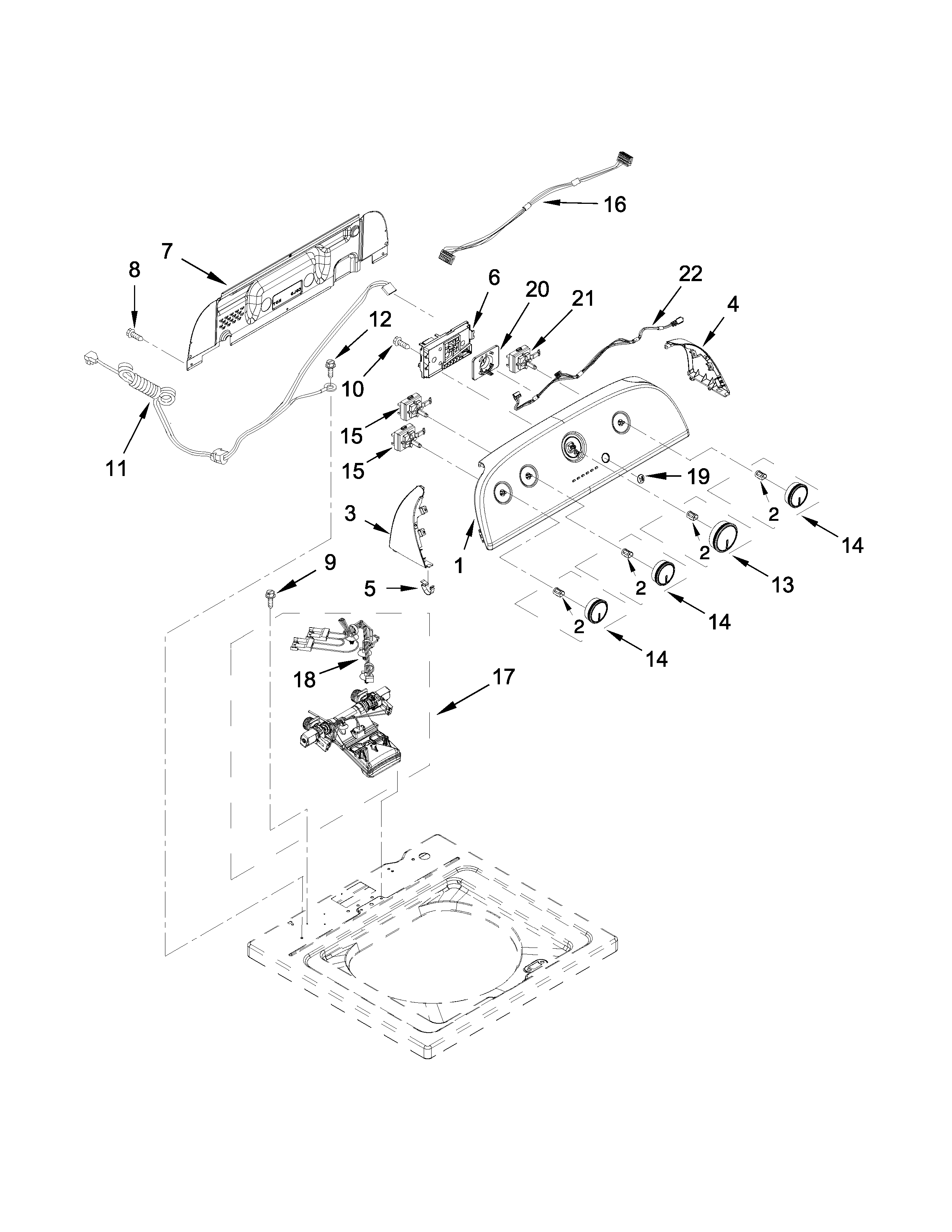 Controls and water inlet parts