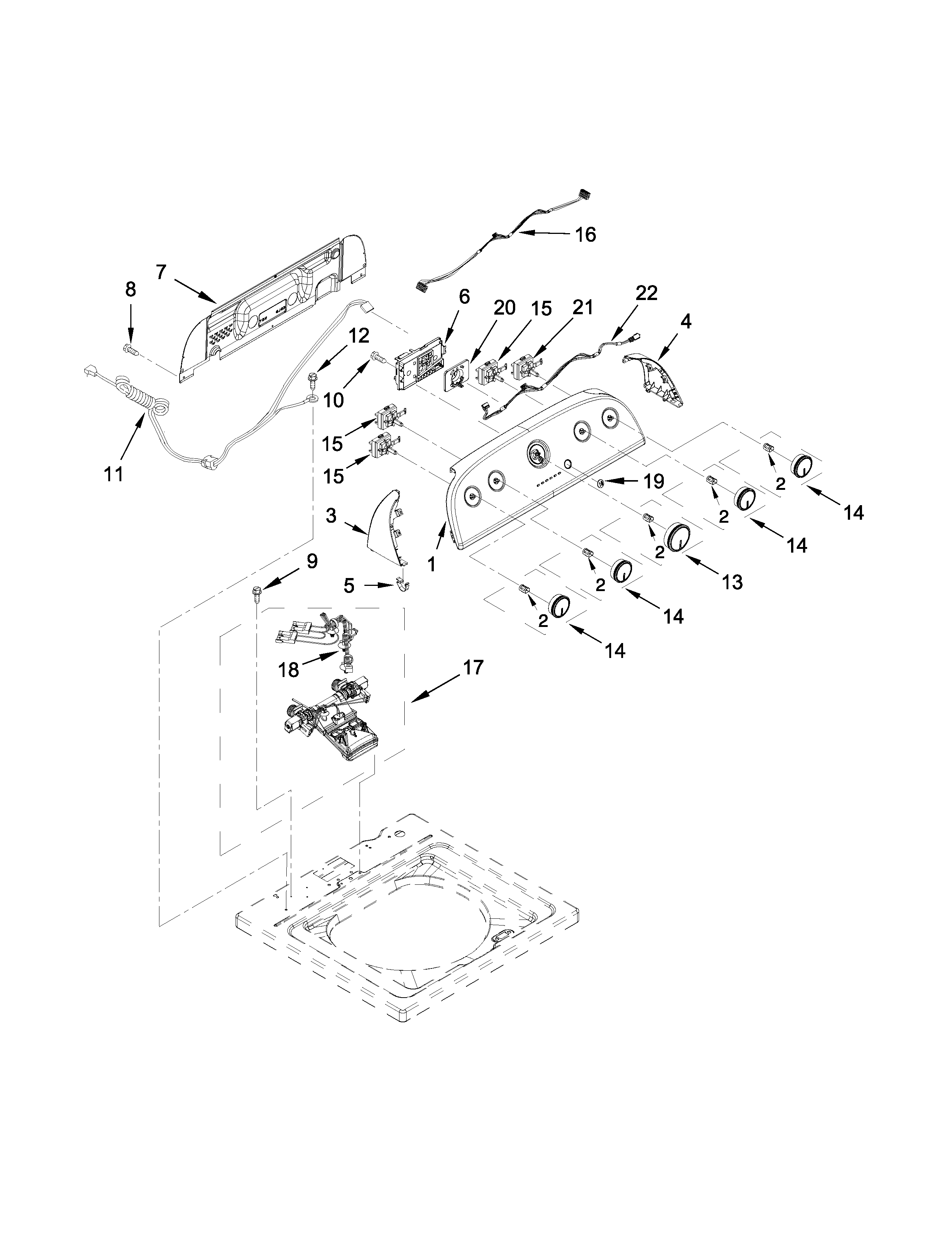 Controls and water inlet parts