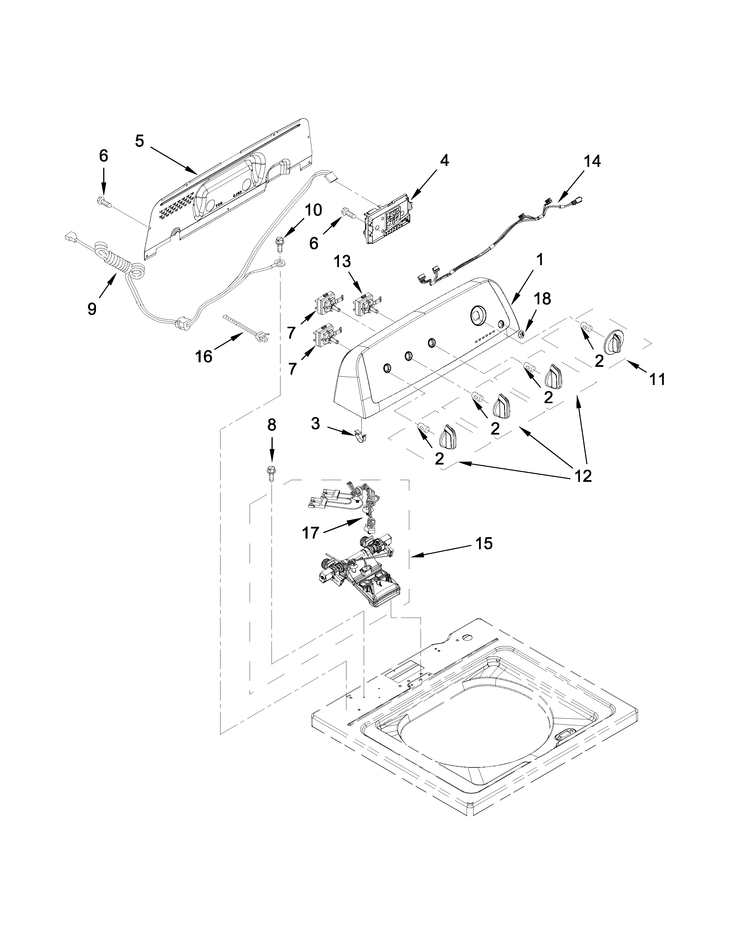Controls and water inlet parts