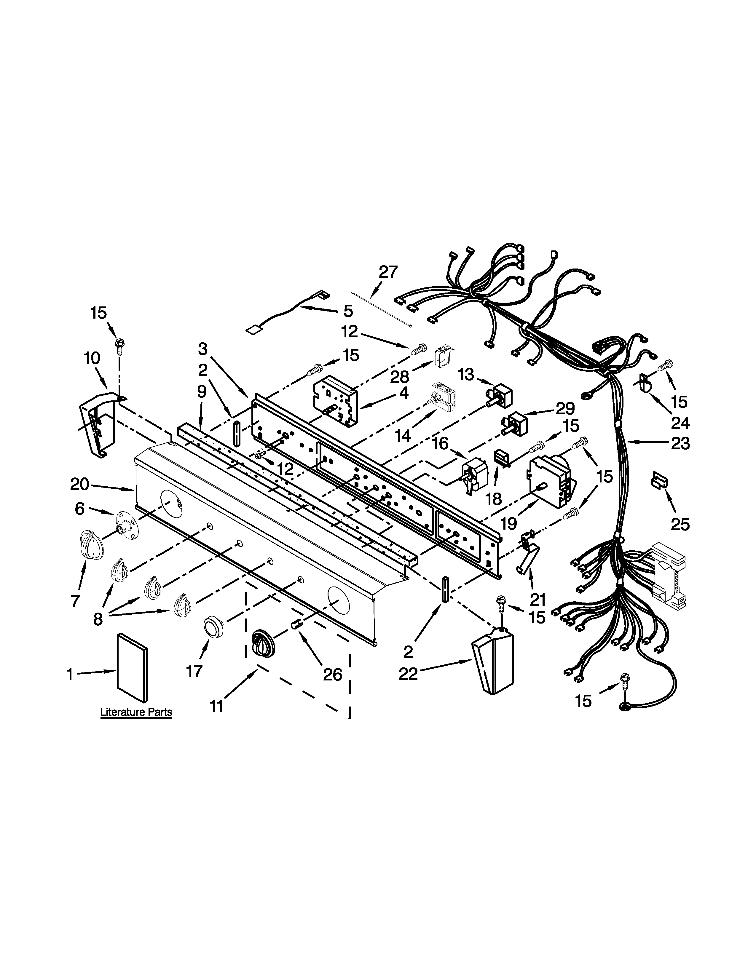 Washer/dryer control panel parts