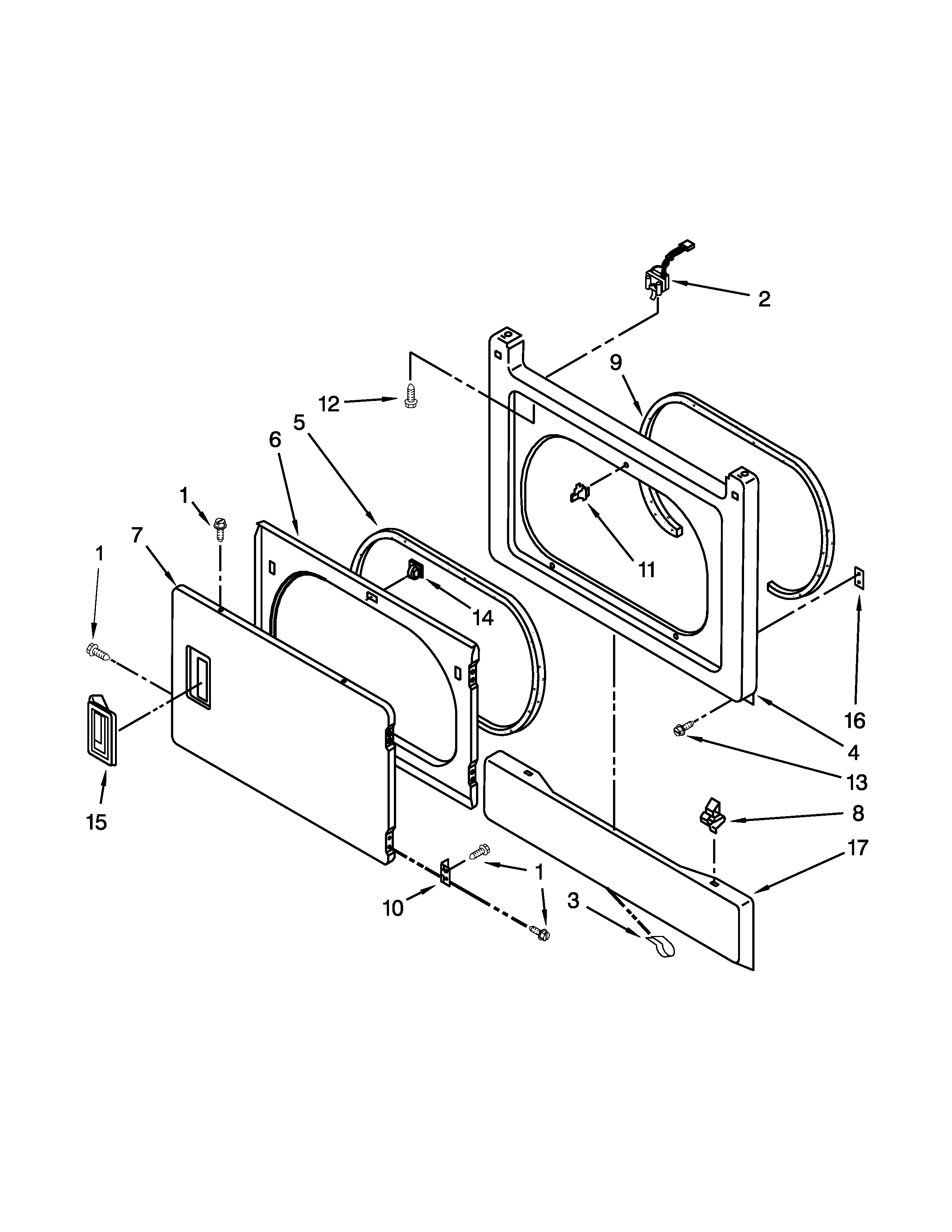 DRYER FRONT PANEL AND DOOR PARTS