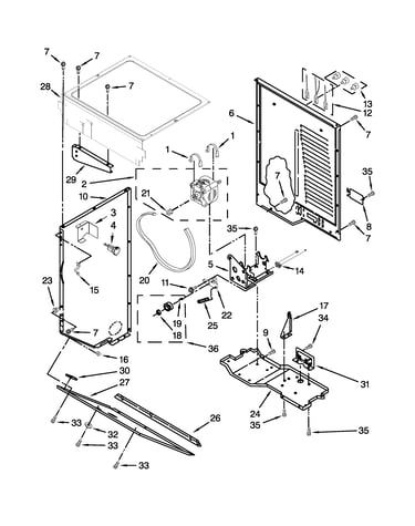 Dryer cabinet and motor parts