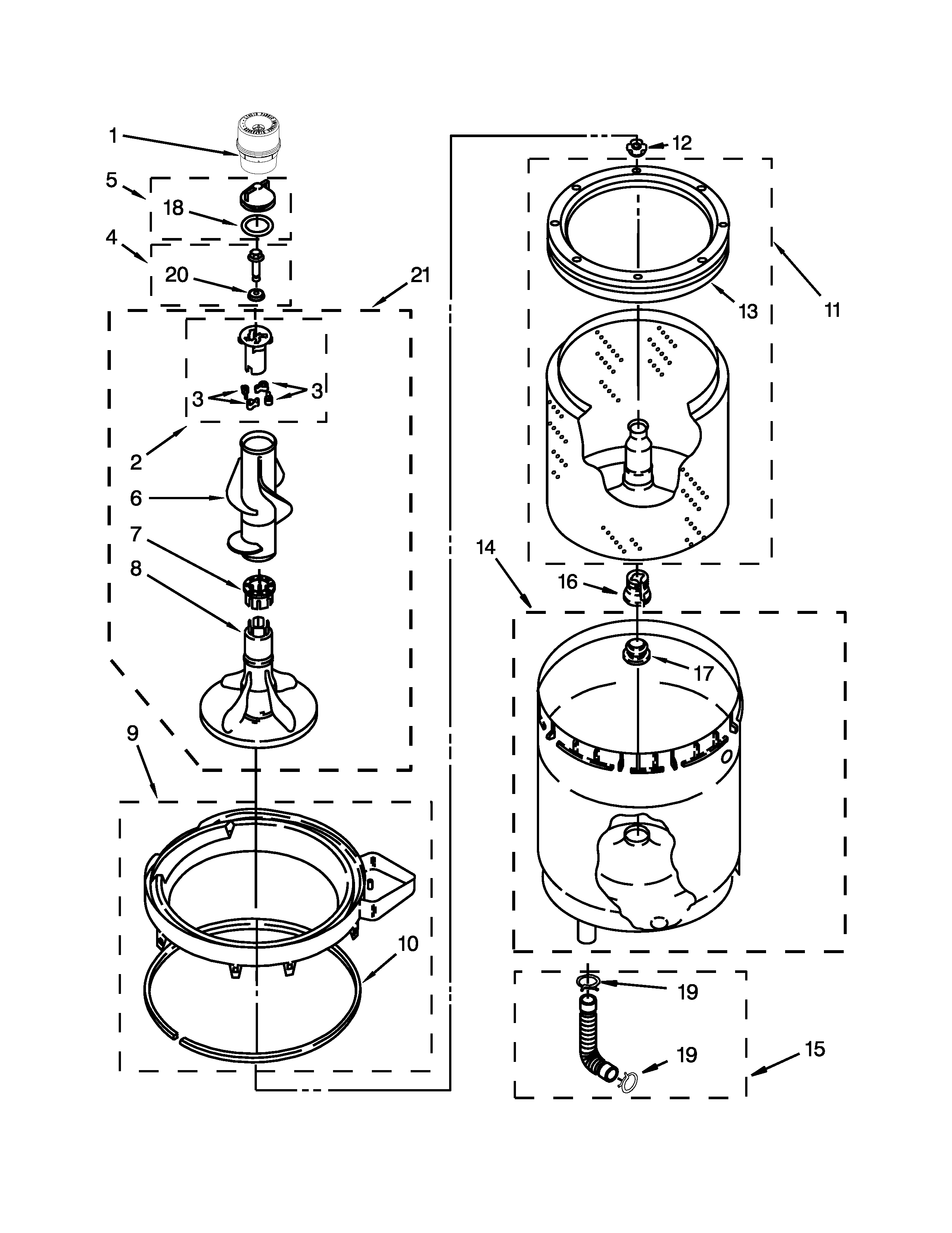 AGITATOR, BASKET AND TUB PARTS