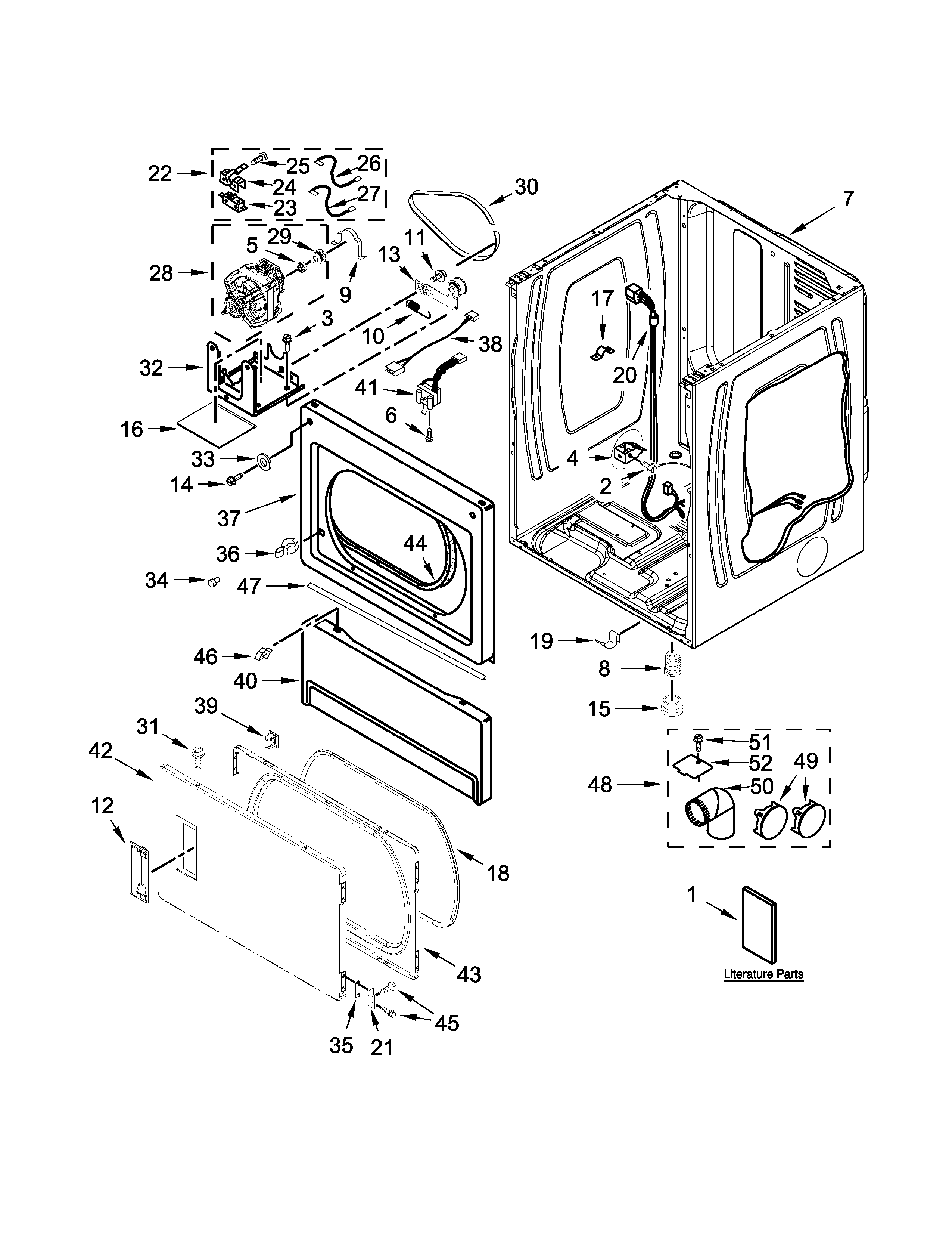 Lower cabinet and front panel parts