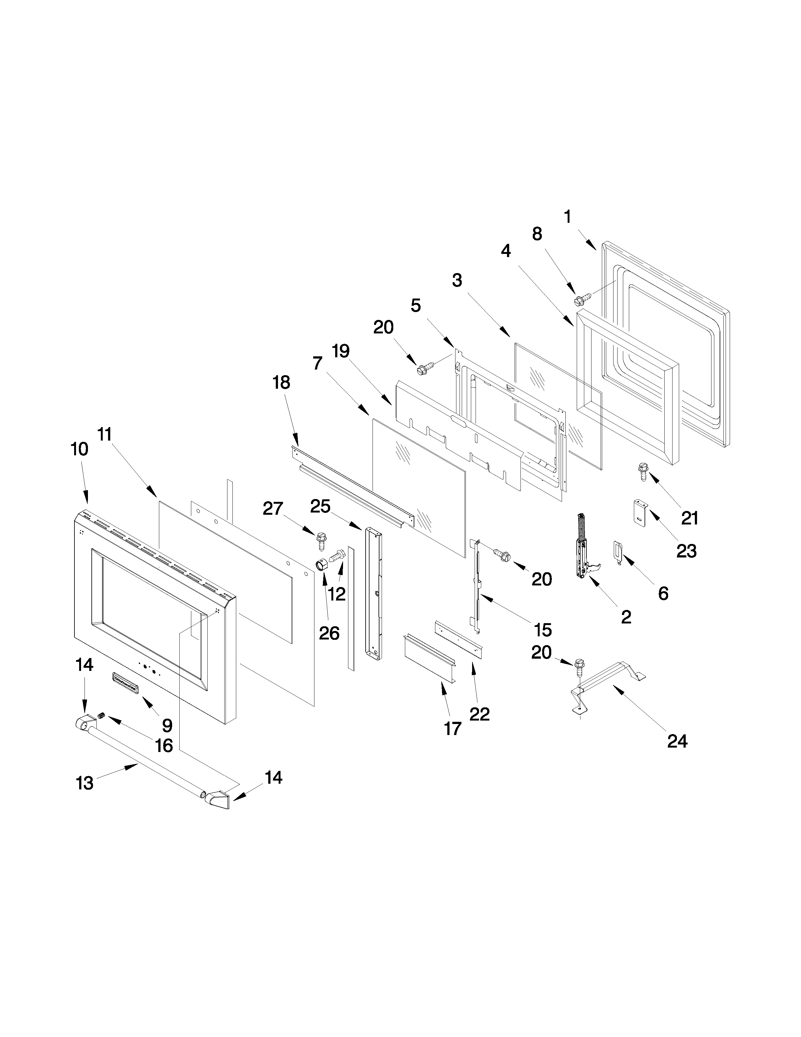 30" oven door parts