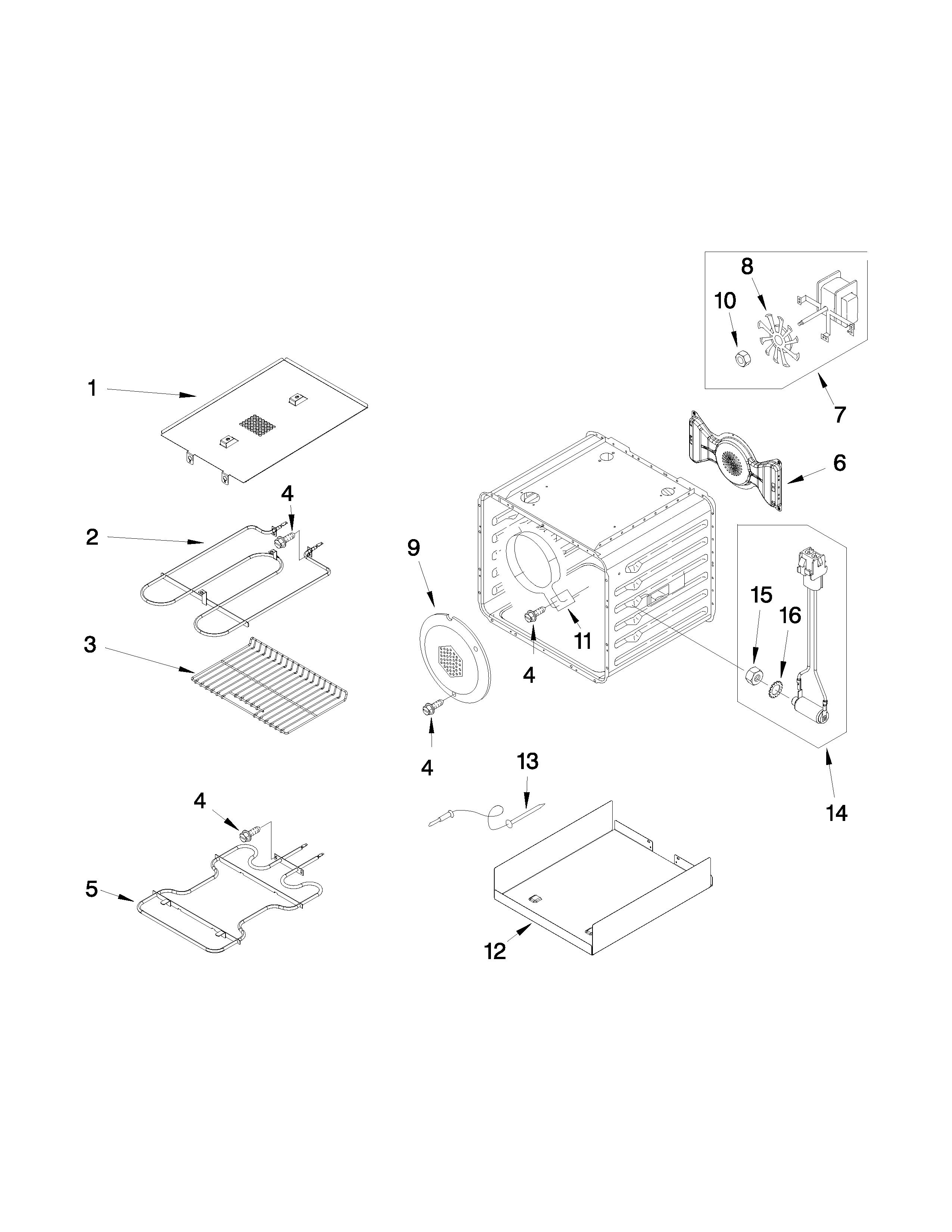 18" internal oven parts
