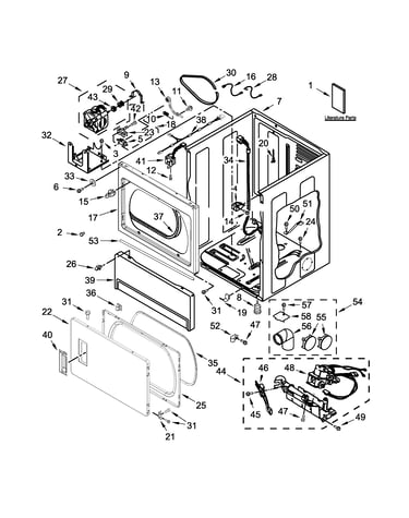 Lower cabinet and front panel parts