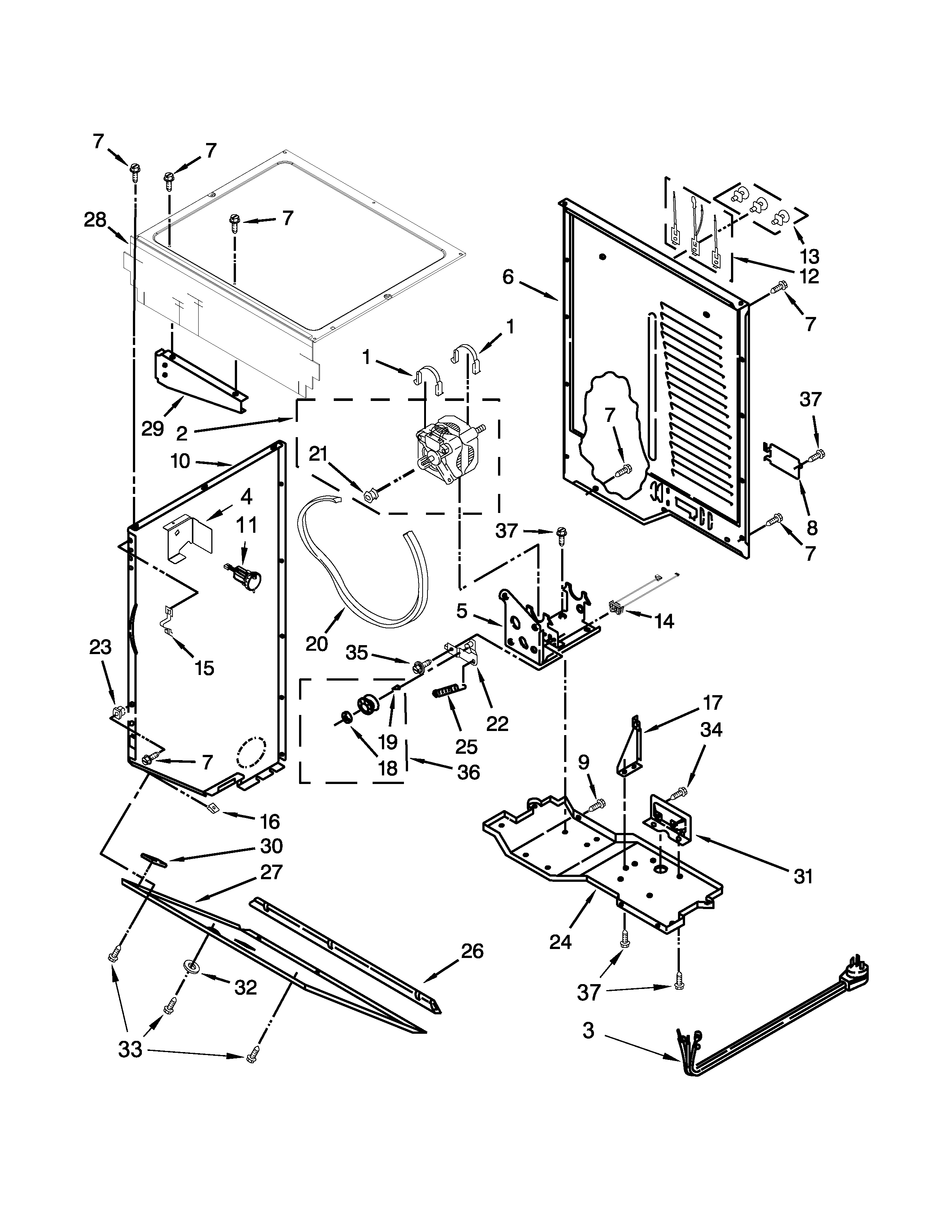 DRYER CABINET AND MOTOR PARTS