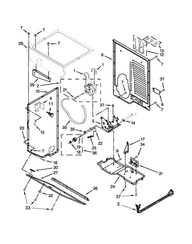 Dryer cabinet and motor parts