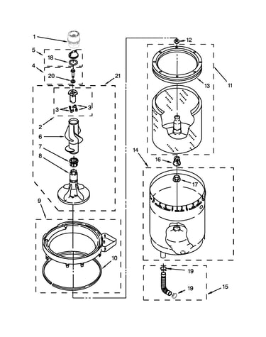 Agitator, basket and tub parts