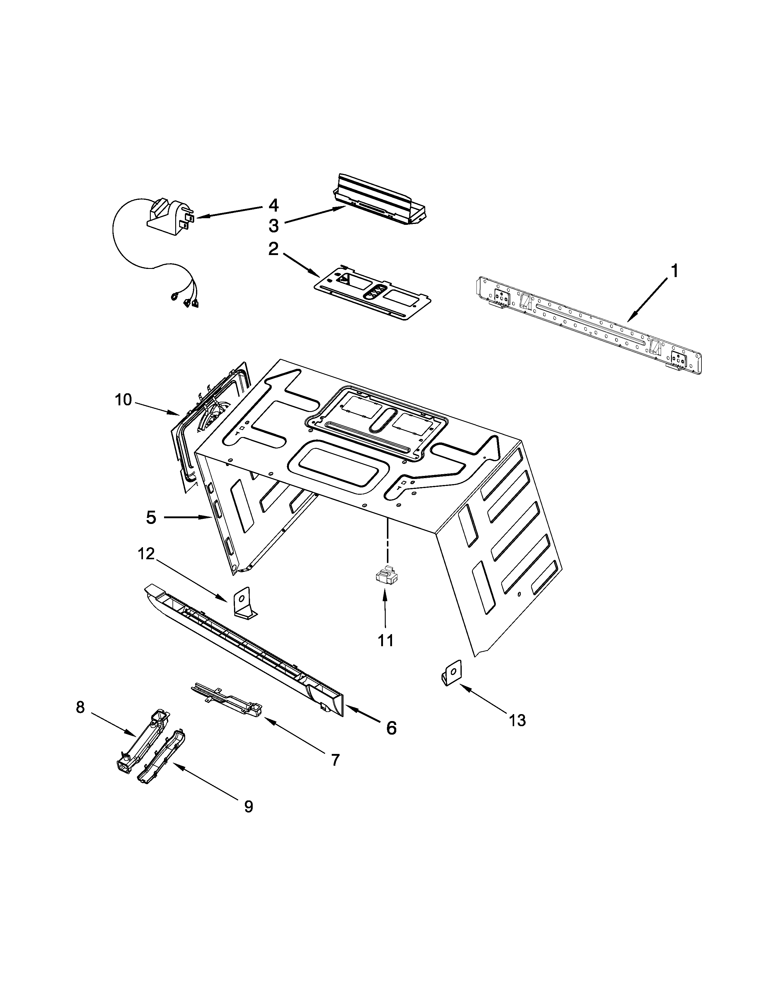 Cabinet and installation parts