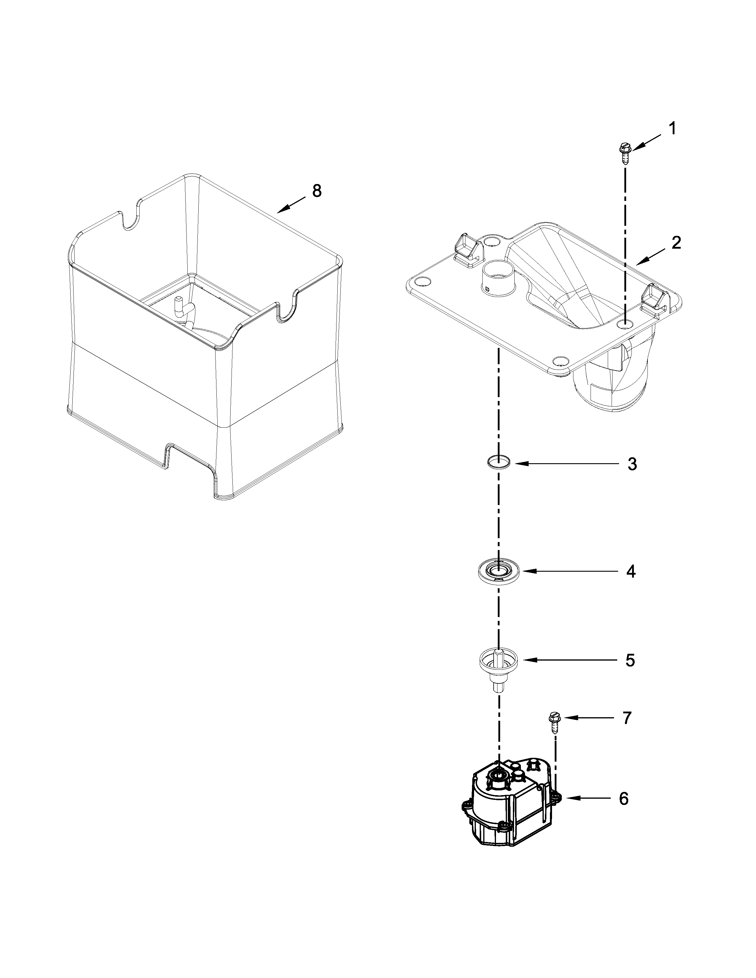 Motor and ice container parts