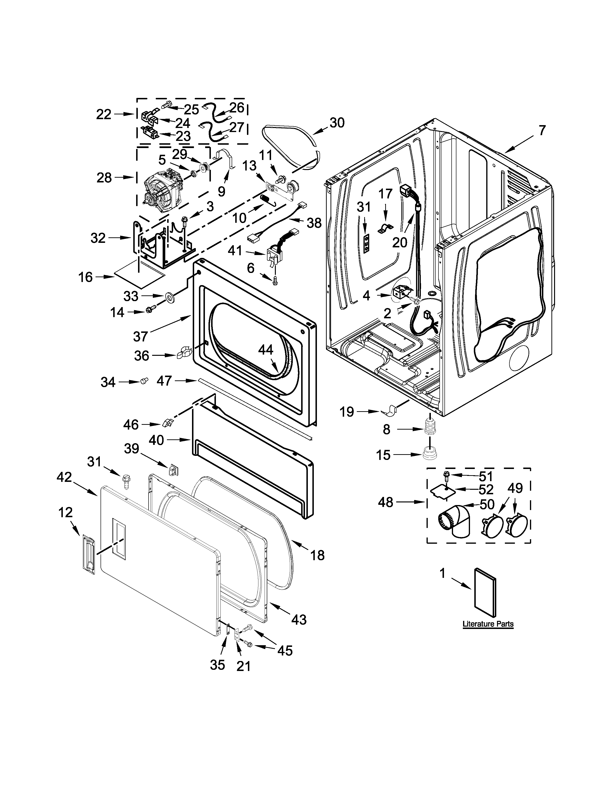 Lower cabinet and front panel parts
