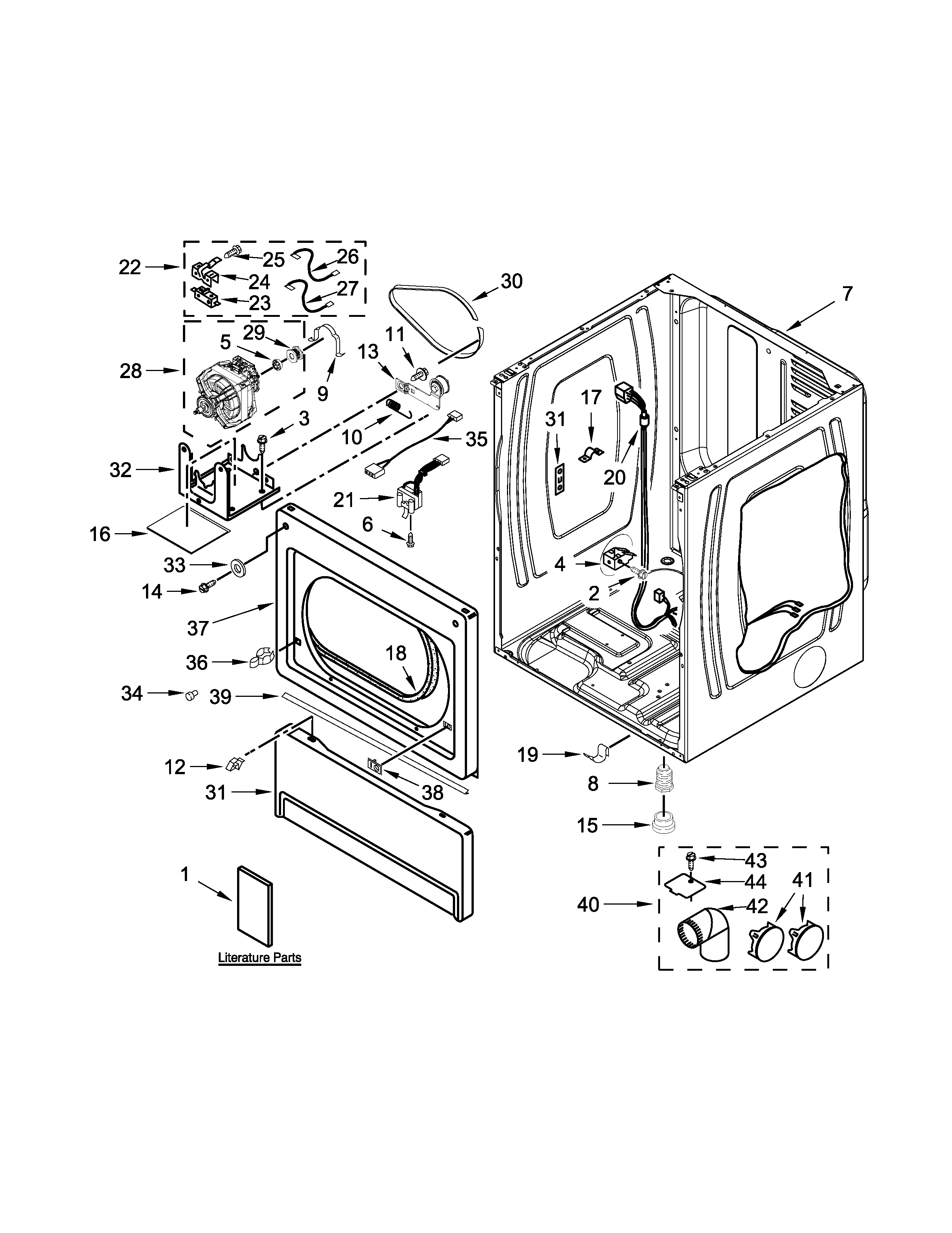 Lower cabinet and front panel parts
