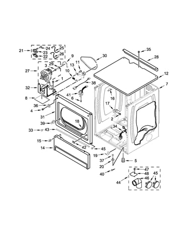 Upper cabinet and front panel parts