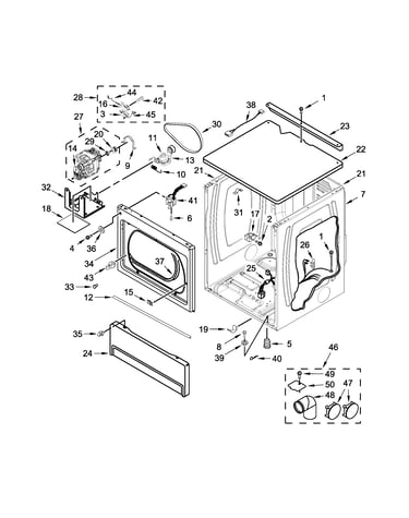 Upper cabinet and front panel parts