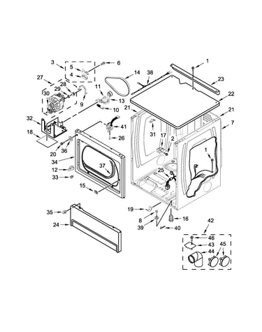 Upper cabinet and front panel parts